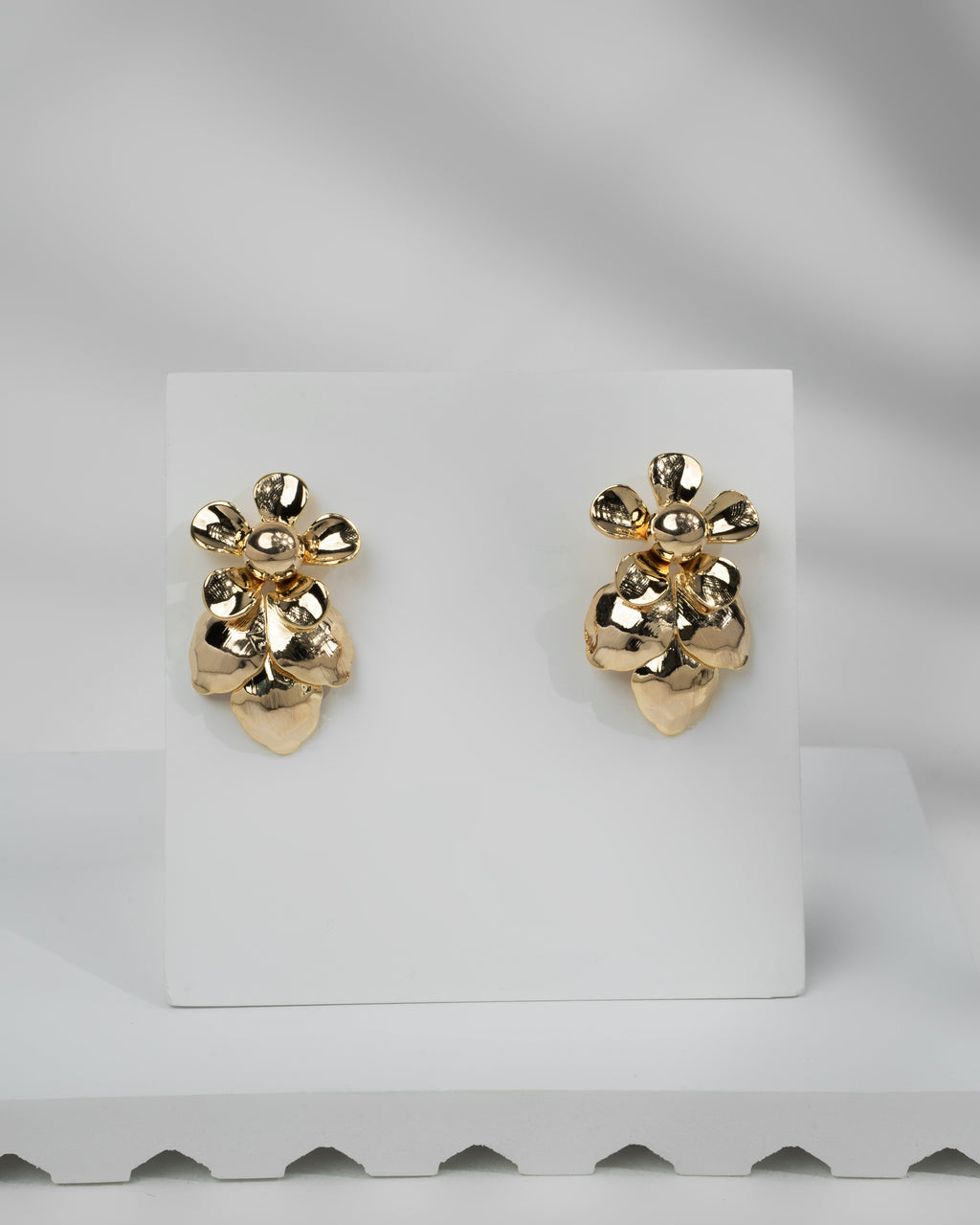 Elegant Gold-Tone Floral Sculpted Earrings