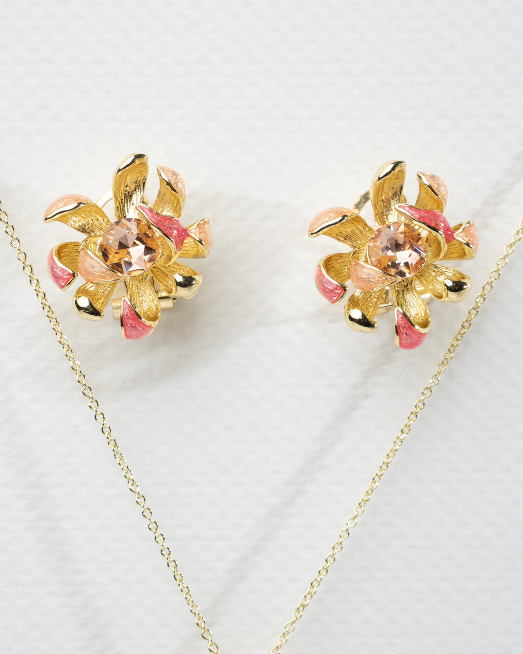 Exquisite Floral Gold-Plated Jewelry Set with Crystal Accents