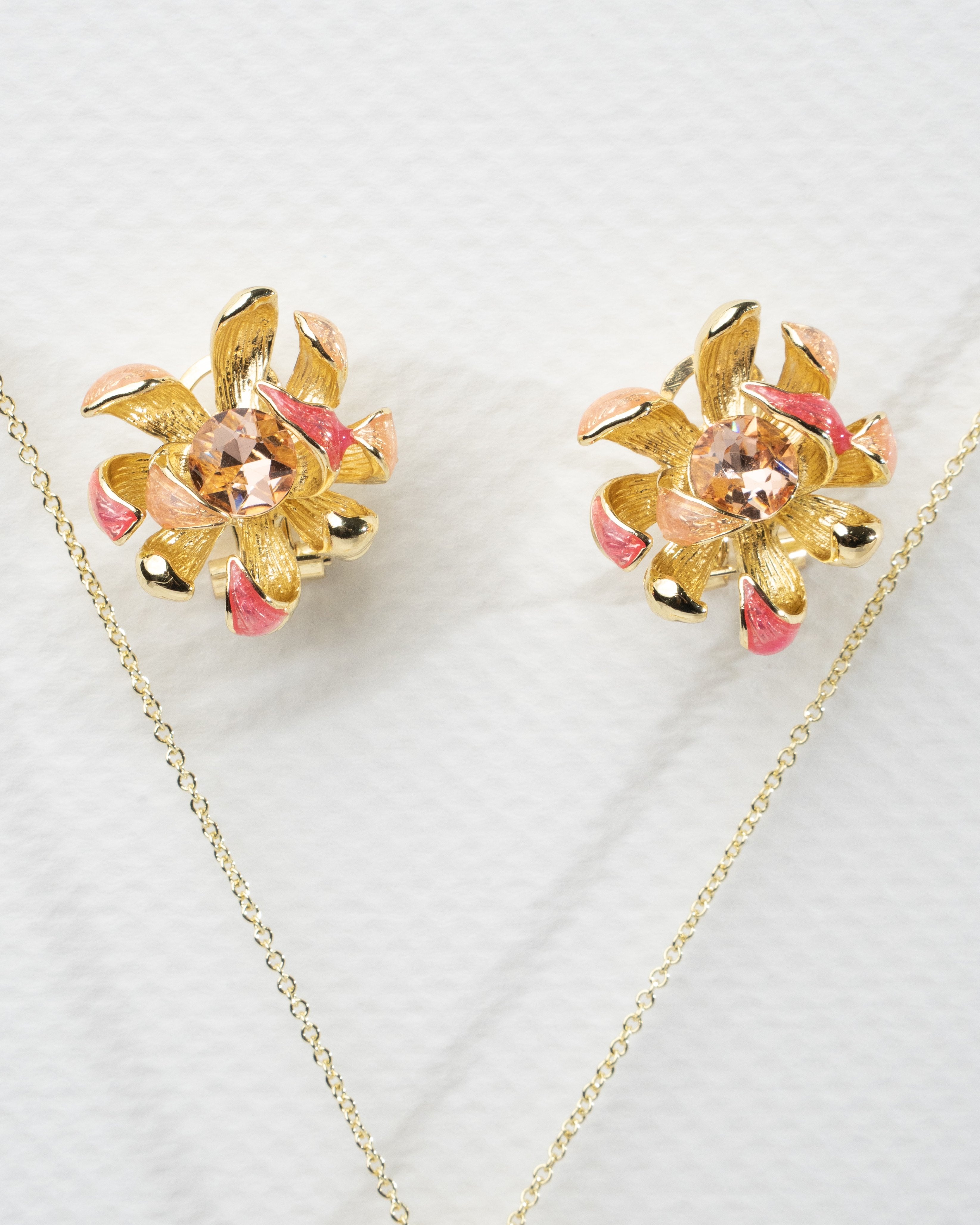 Exquisite Floral Gold-Plated Jewelry Set with Crystal Accents