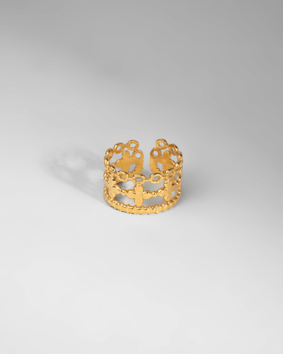 Elegant Gold Plated Flower Pattern Ring