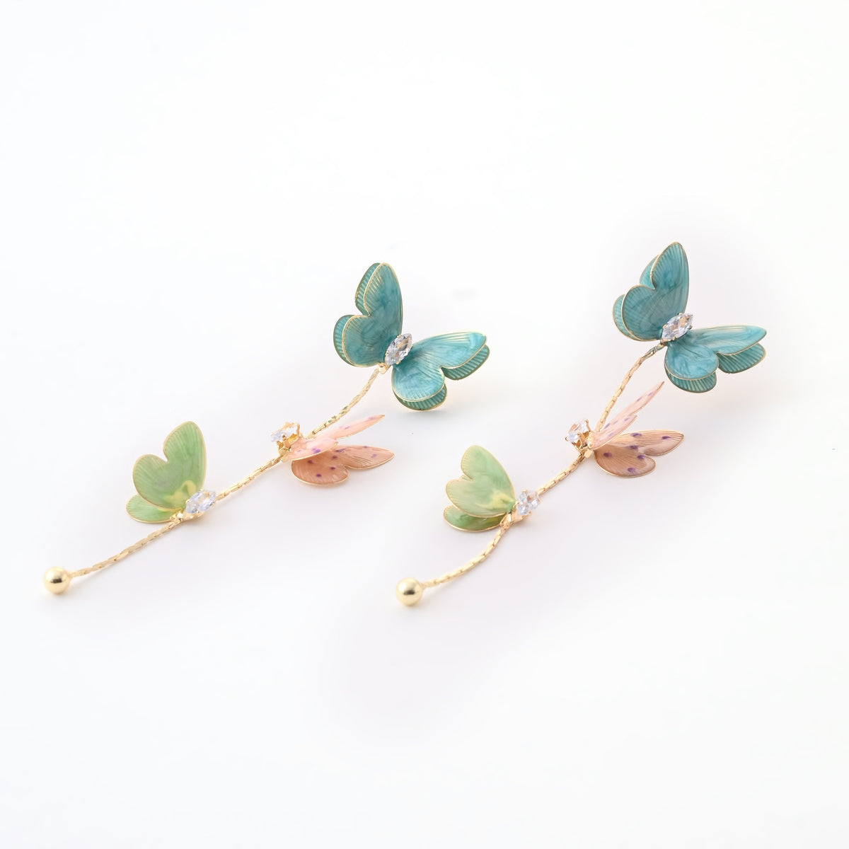 Elegant Triple Butterfly Crystal Earring