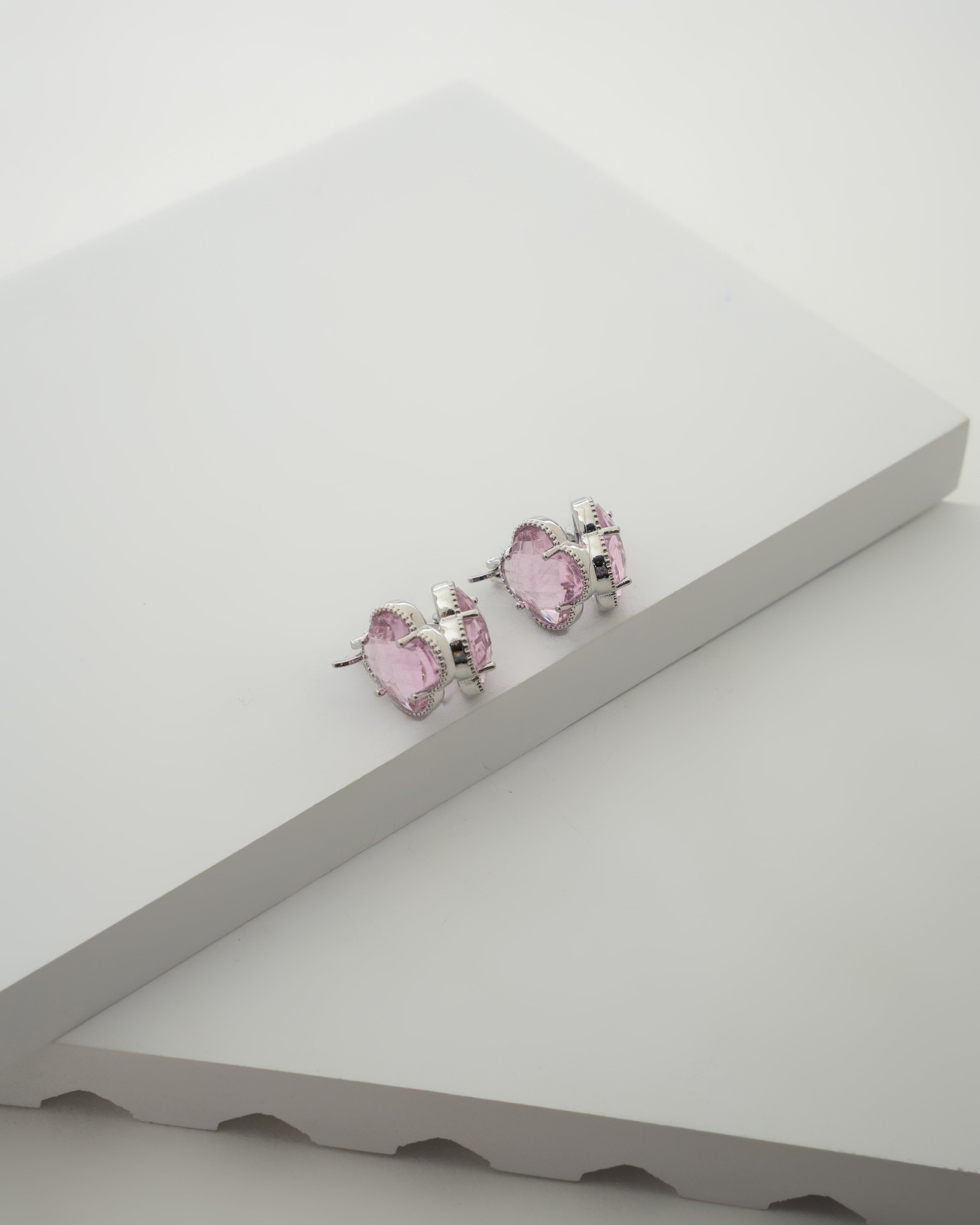 Elegant Pink Quartz Clover Earrings with Silver Finish