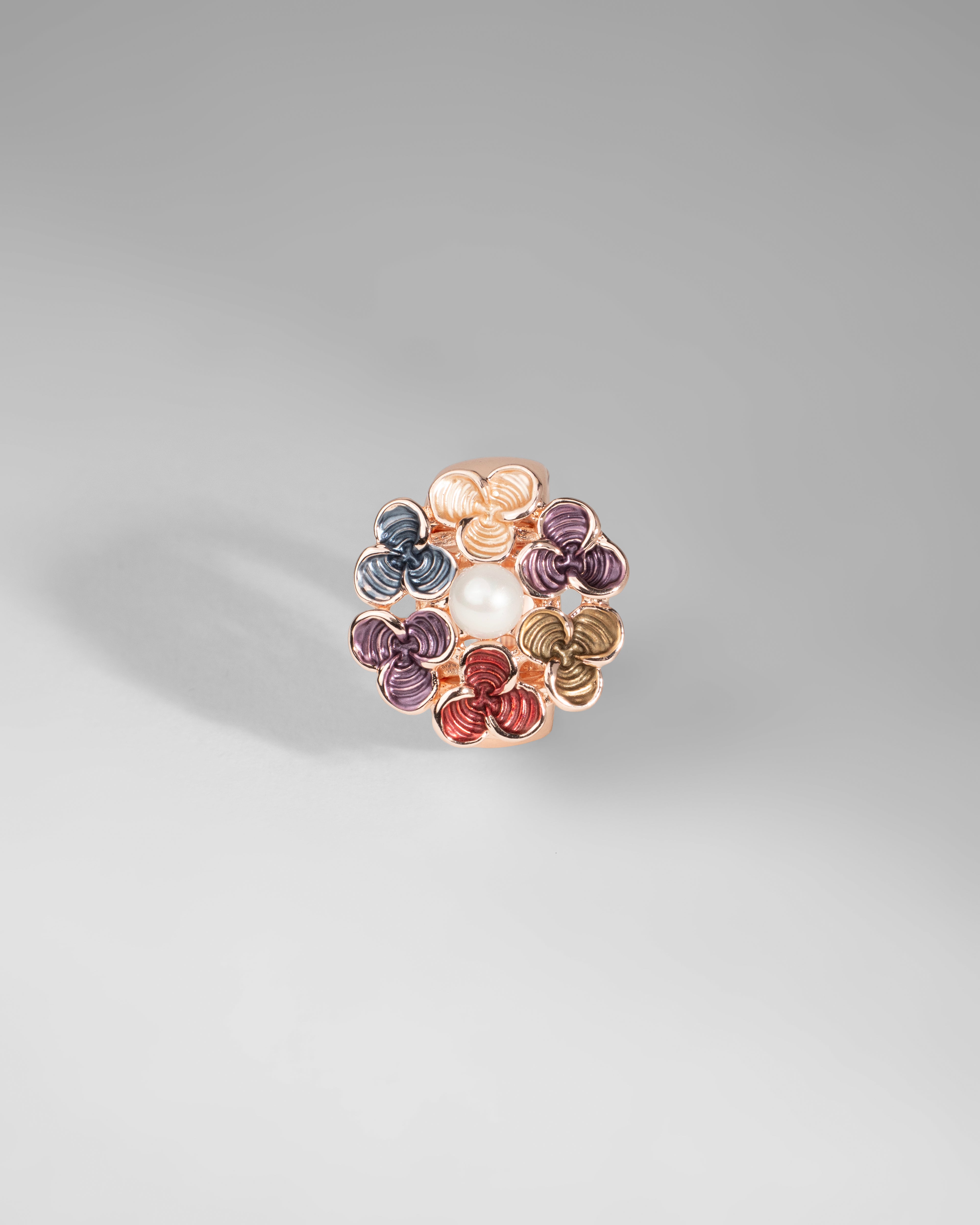 Multicolor Floral Elegance Ring with Central Pearl – JJewellery Holics