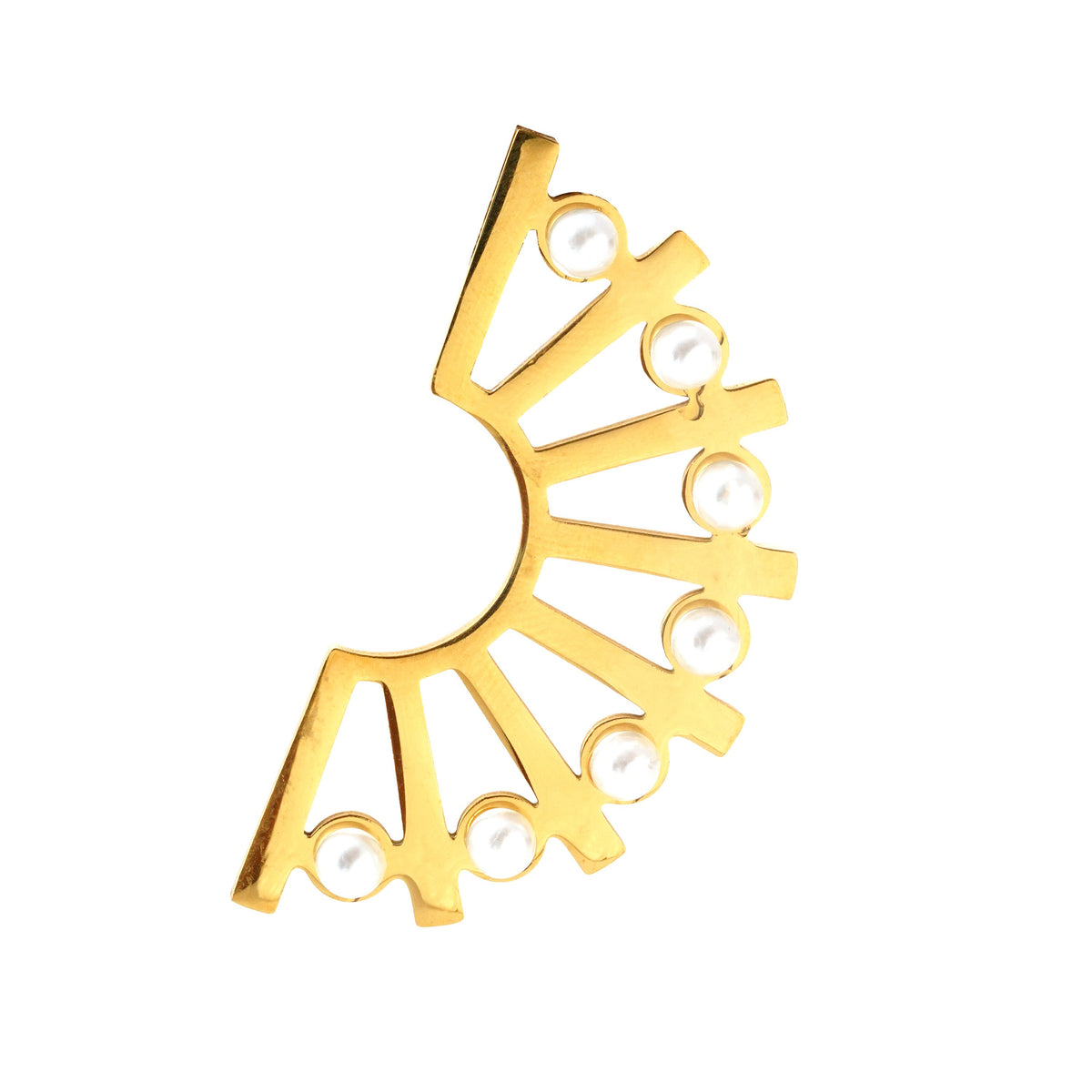 Elegant Gold and Pearl Geometric Earring