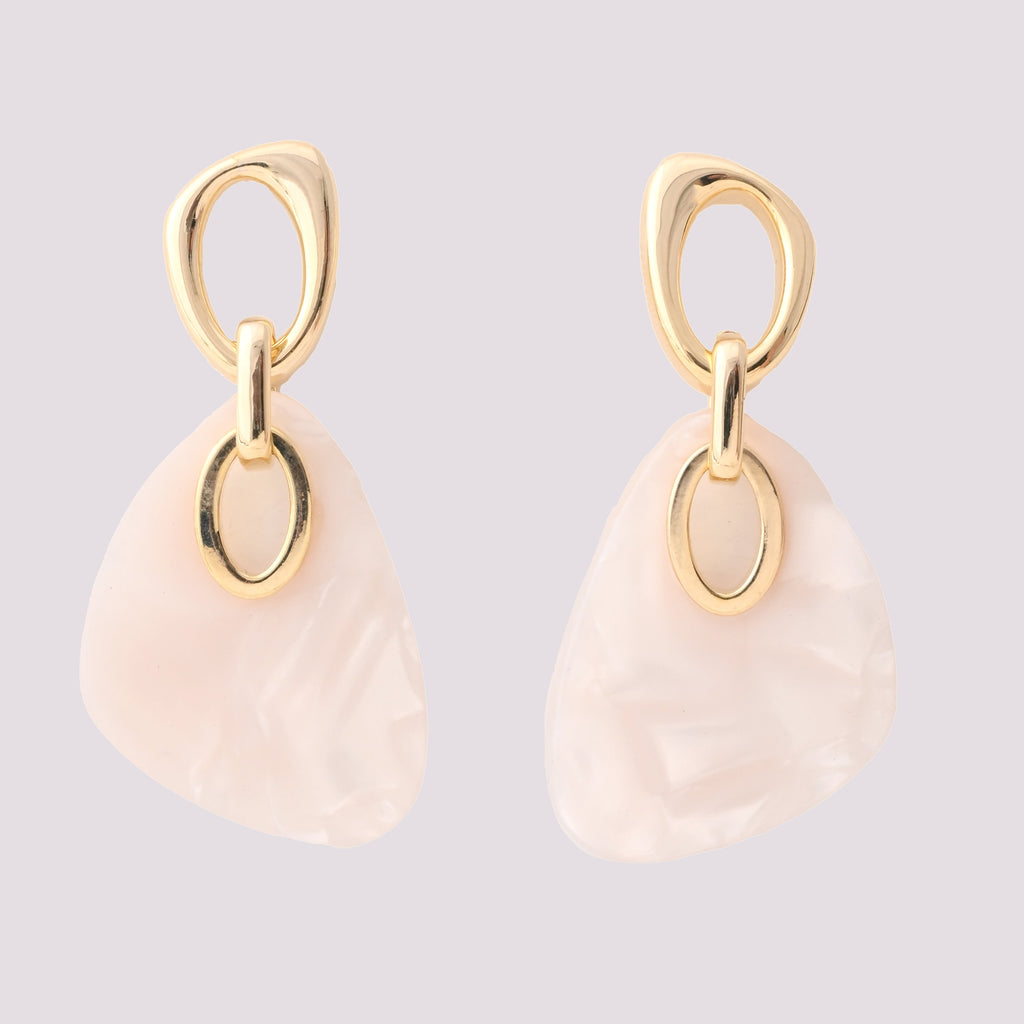 Elegant Gold and Pearl Acrylic Dangle Earrings