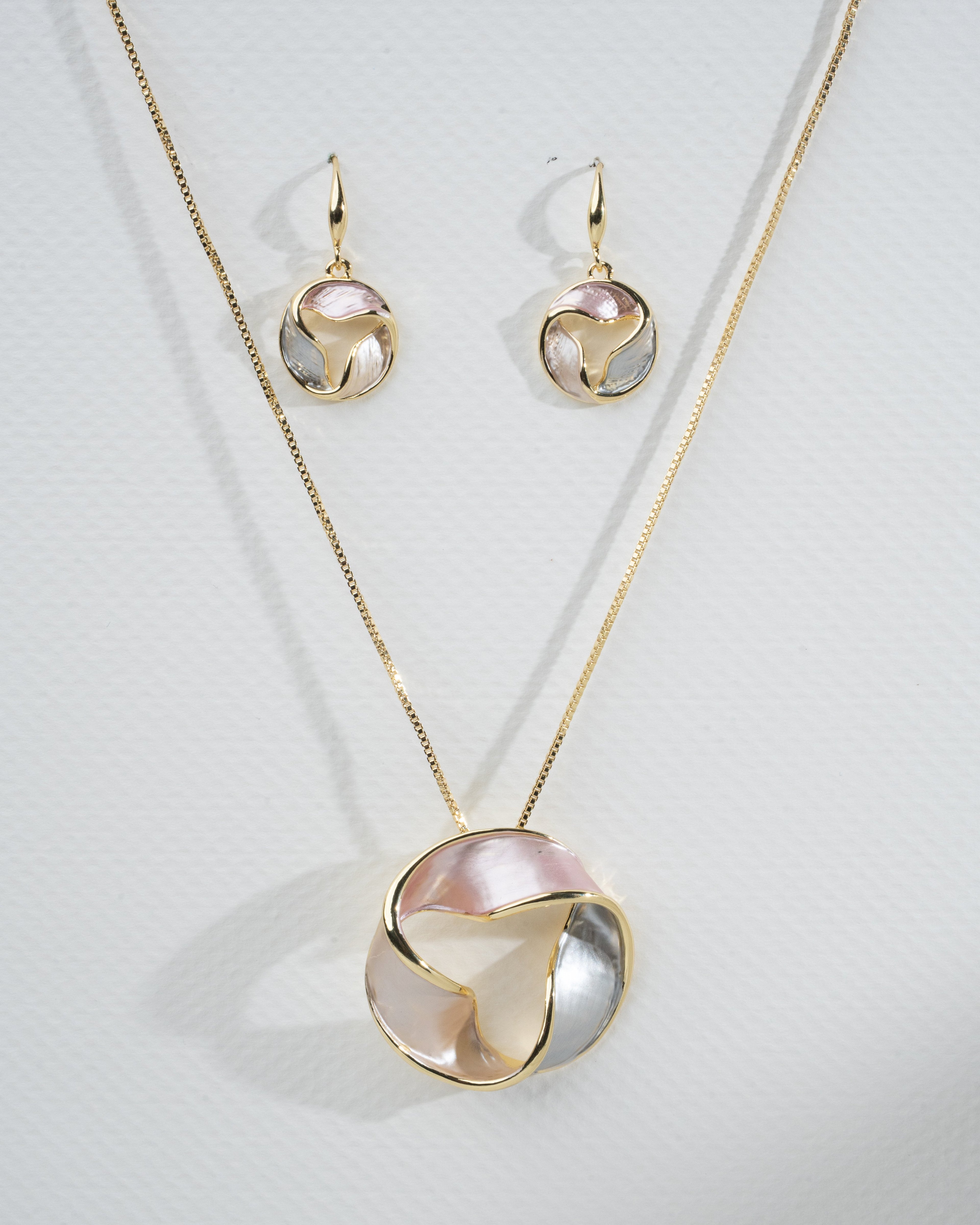 Tri-Tone Elegance Necklace and Earring Set
