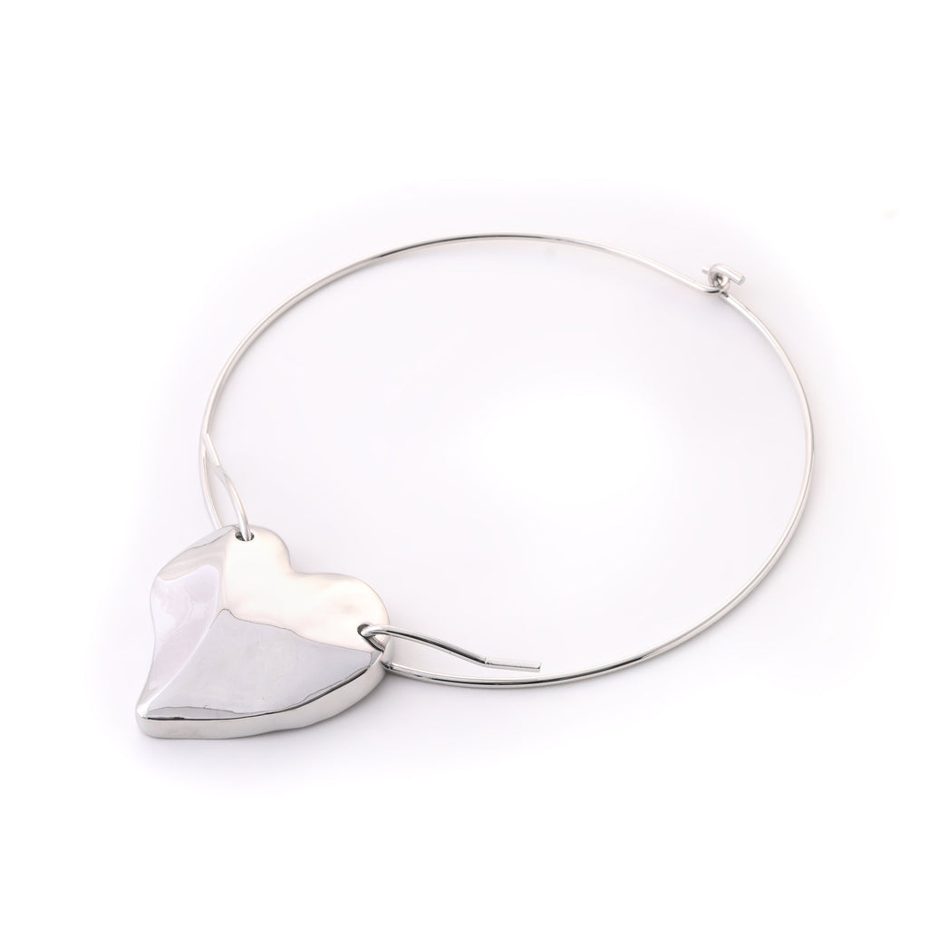 Elegant Heart-Shaped Silver Necklace