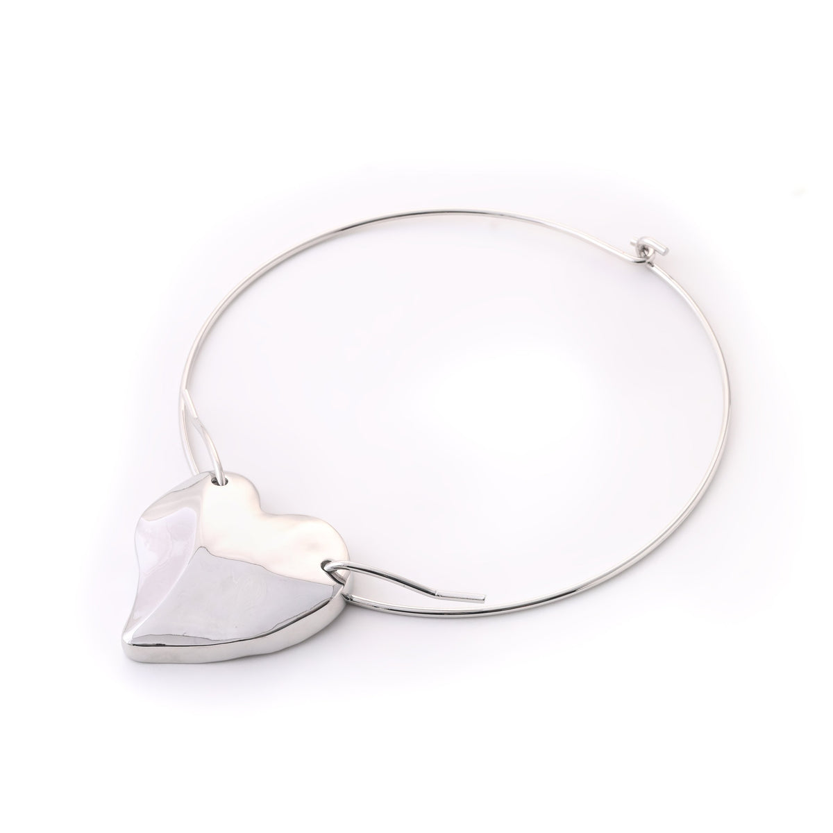 Elegant Heart-Shaped Silver Necklace