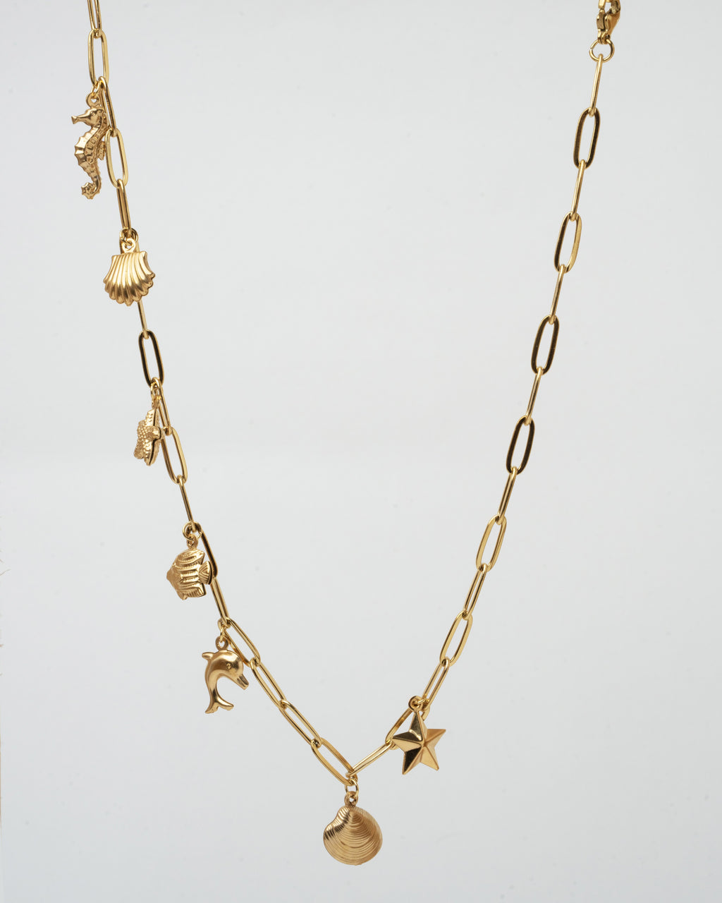 Elegant Ocean-Themed Gold Charm Necklace
