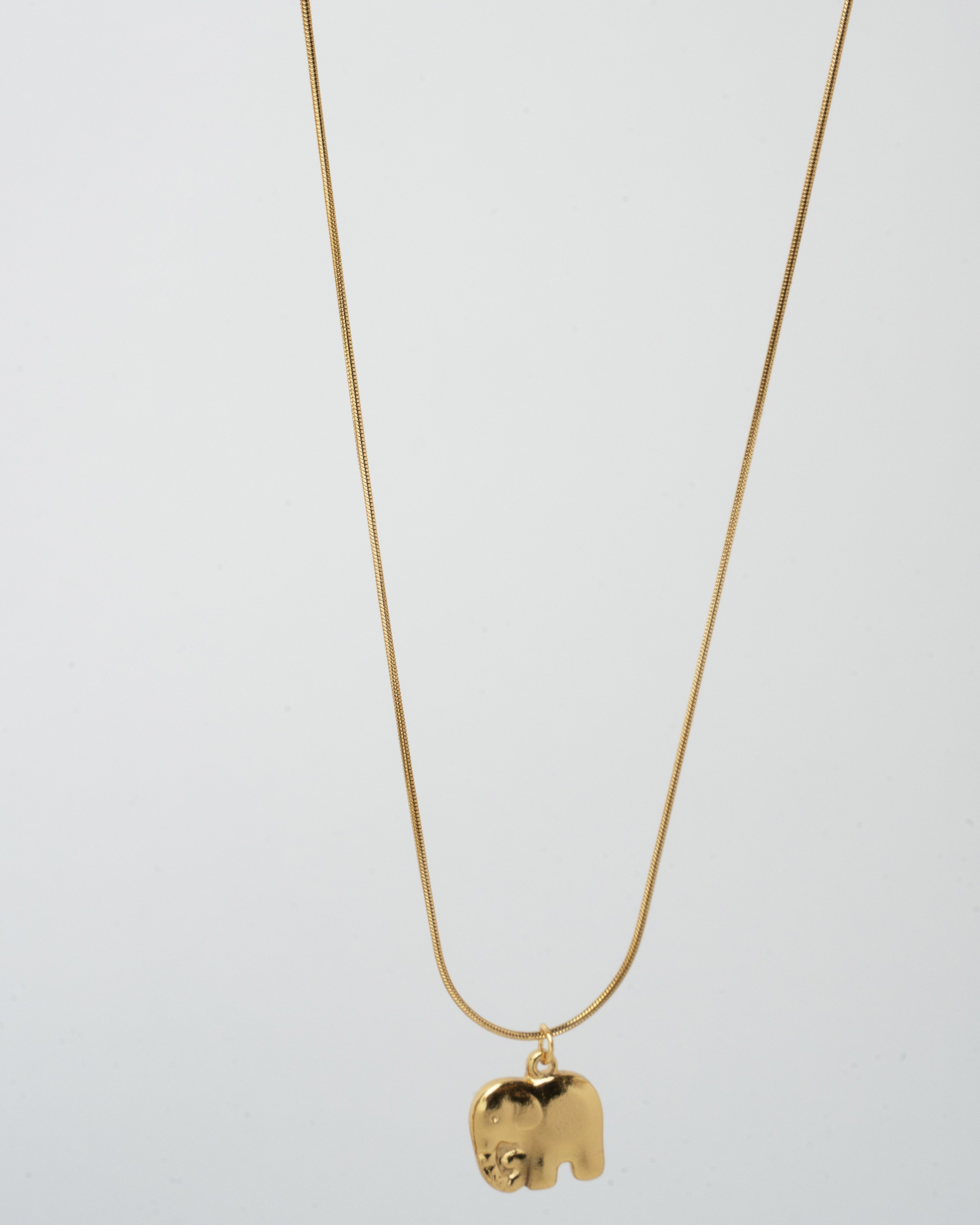 Golden Elephant Charm Pendant Necklace
