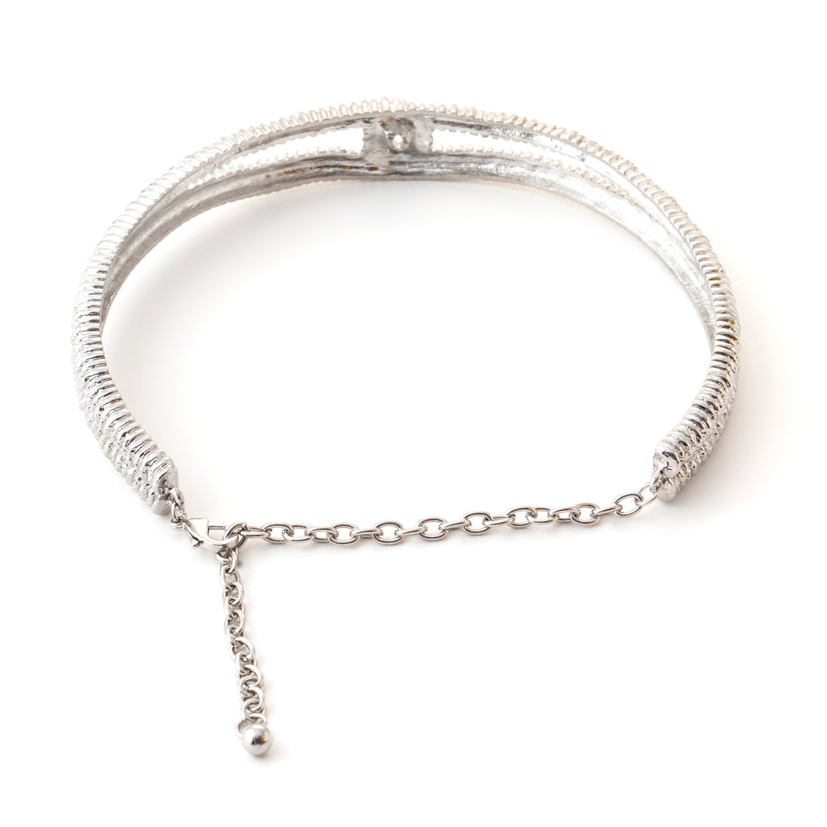 Elegant Silver Crystal Choker Necklace