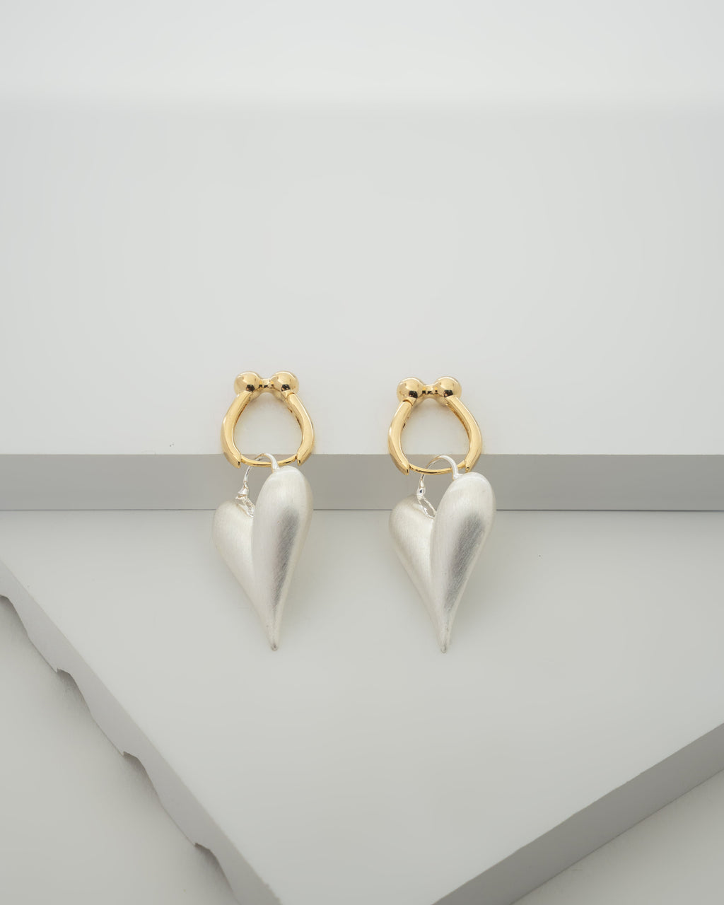 Elegant Two-Tone Heart Drop Earrings