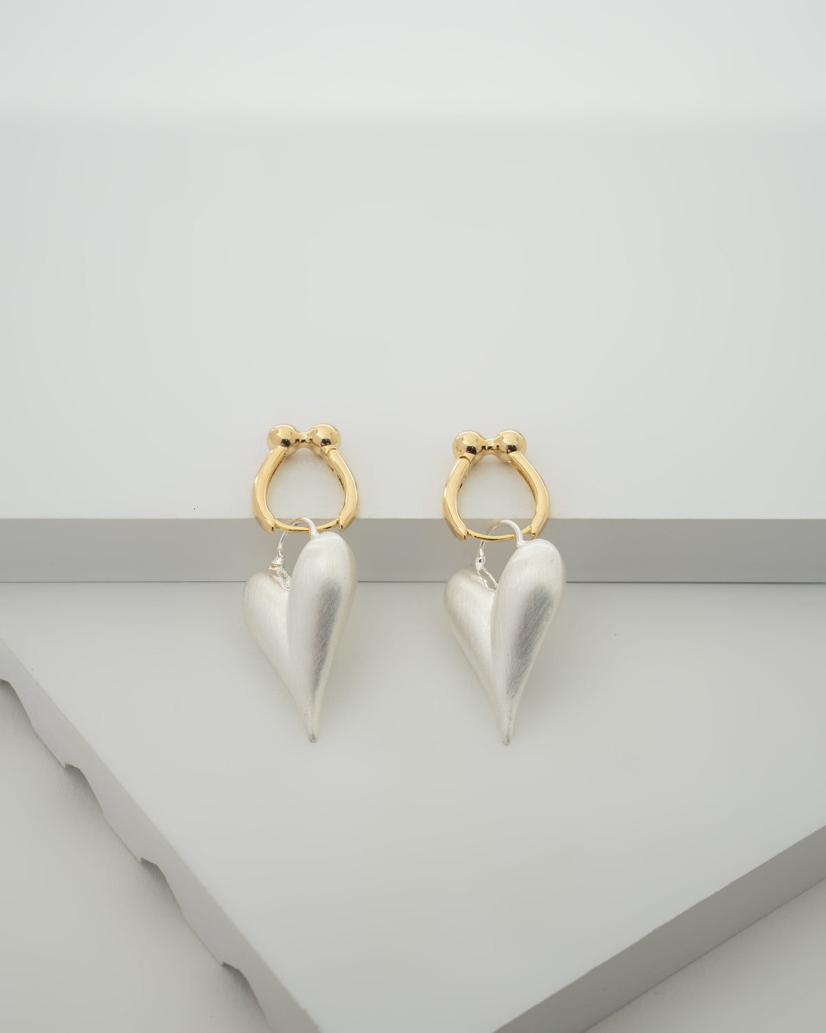 Elegant Two-Tone Heart Drop Earrings
