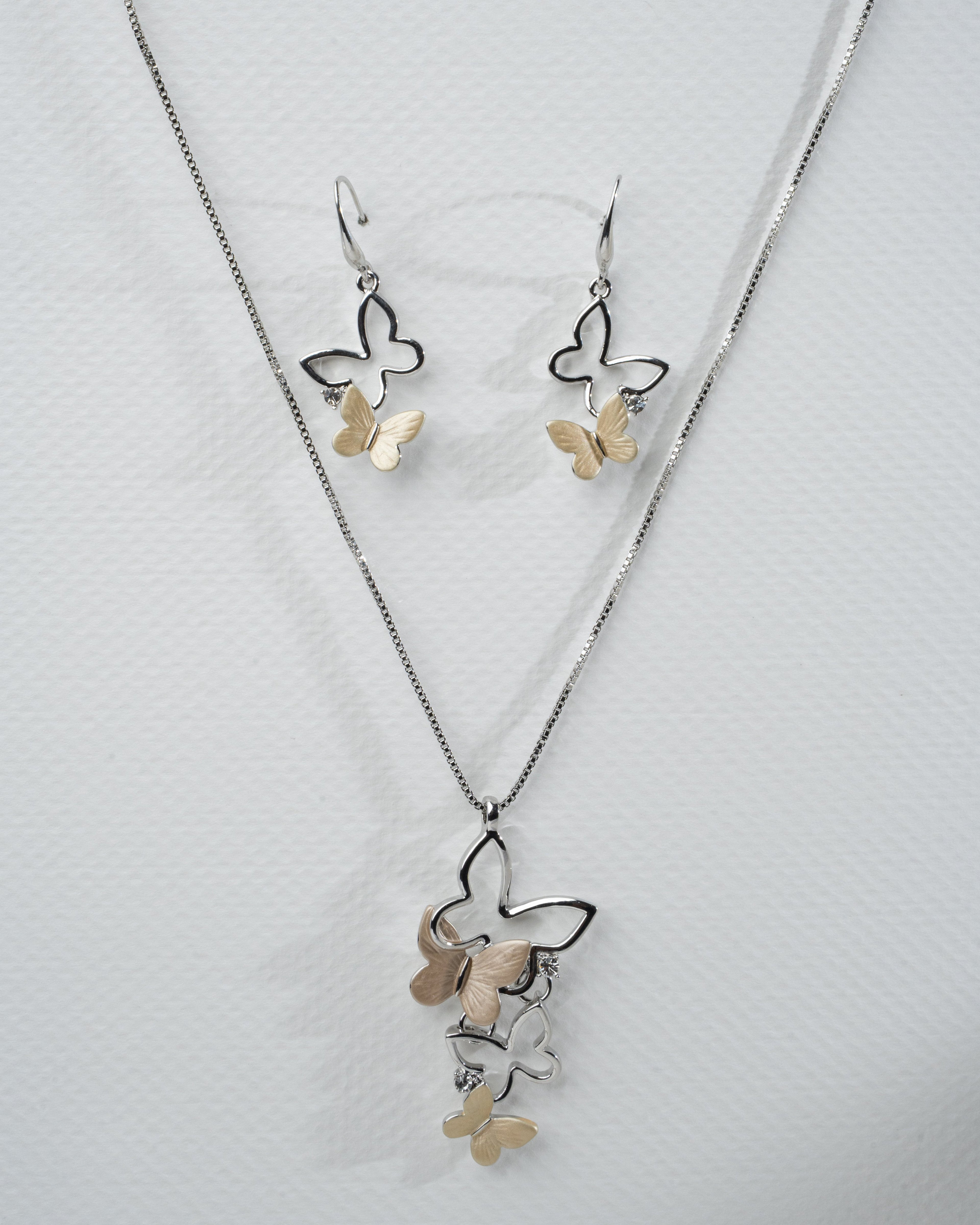 Elegant Butterfly Pendant and Earrings Set