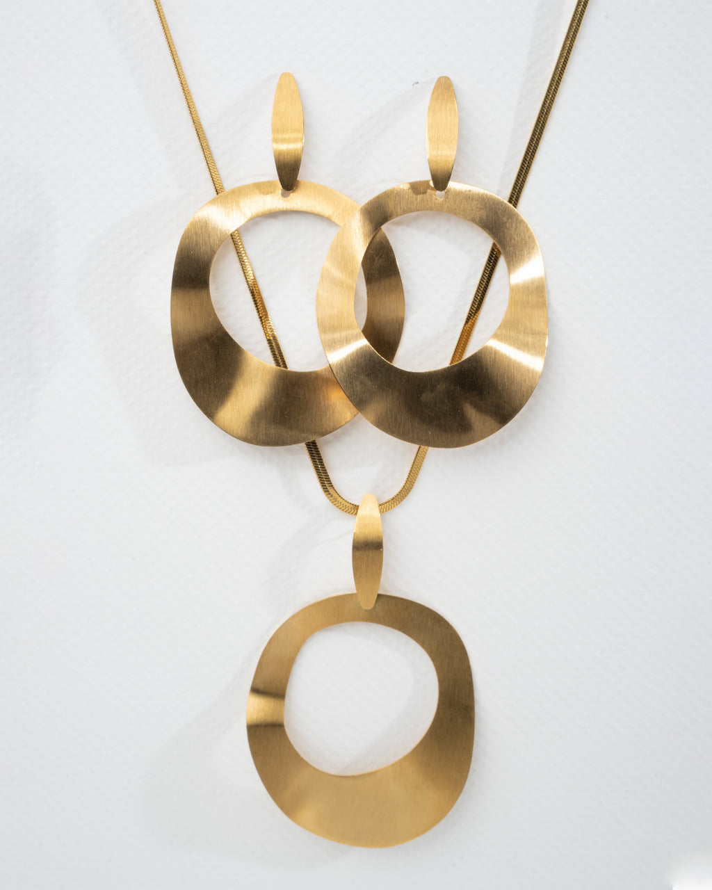 Contemporary Abstract Gold Pendant Necklace Set