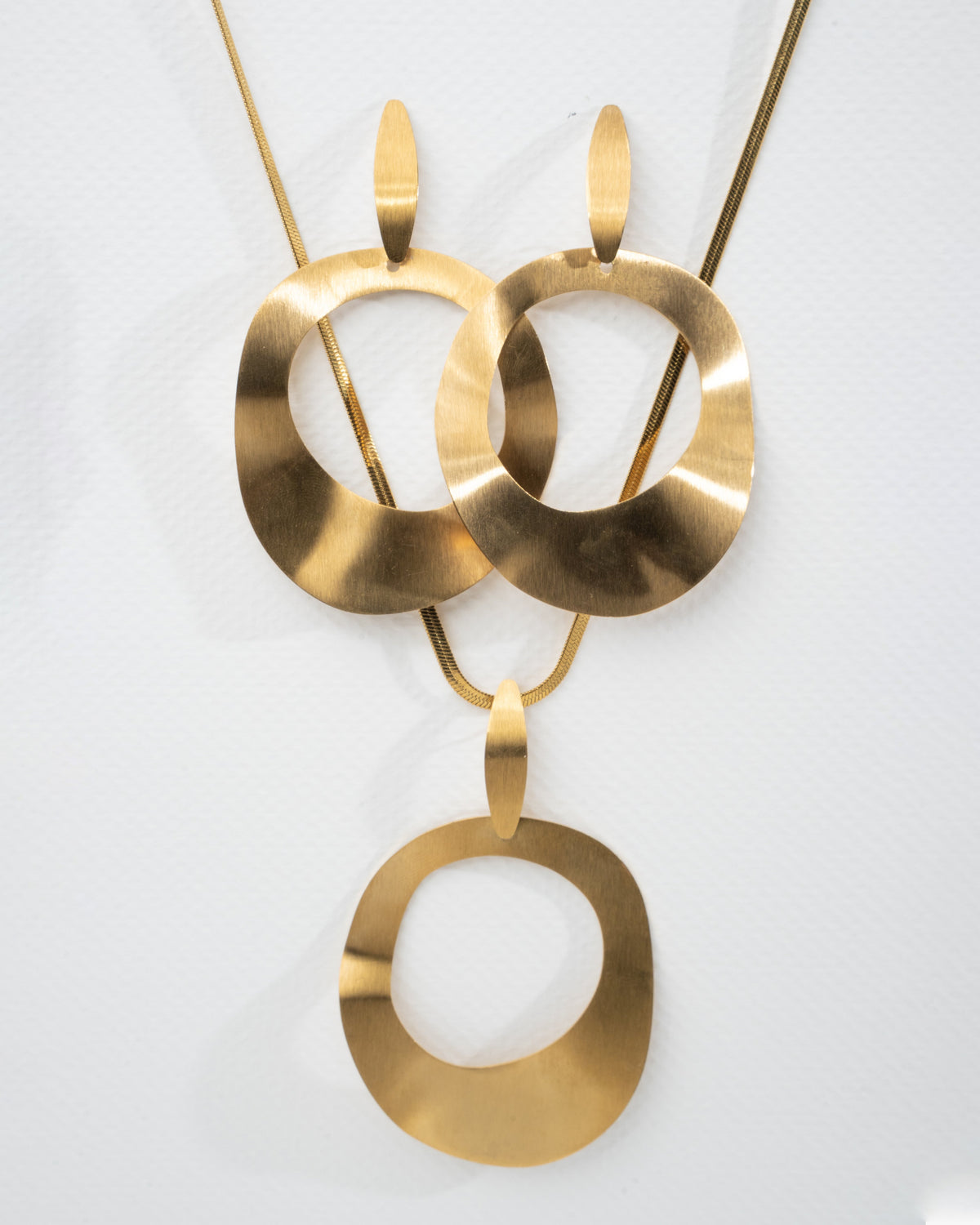 Contemporary Abstract Gold Pendant Necklace Set