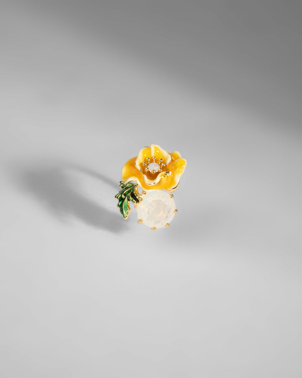 Enchanting Yellow Blossom Enamel and Crystal Brooch