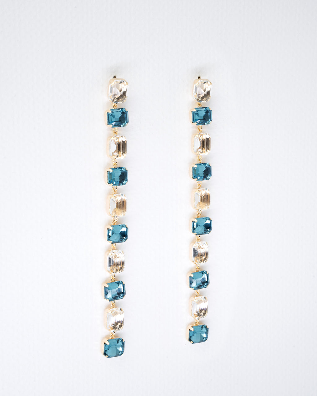 Elegant Blue and Crystal Drop Earrings