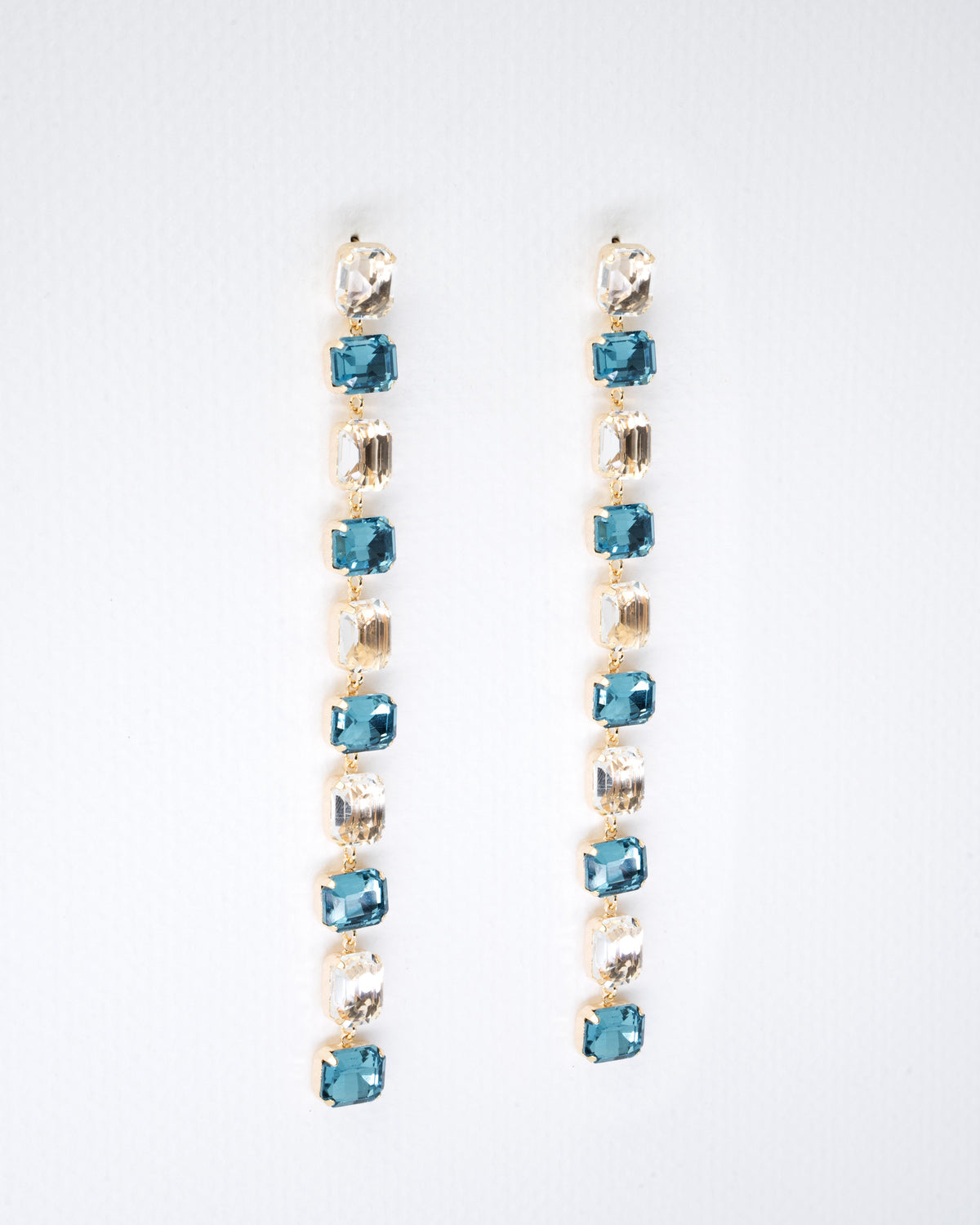 Elegant Blue and Crystal Drop Earrings