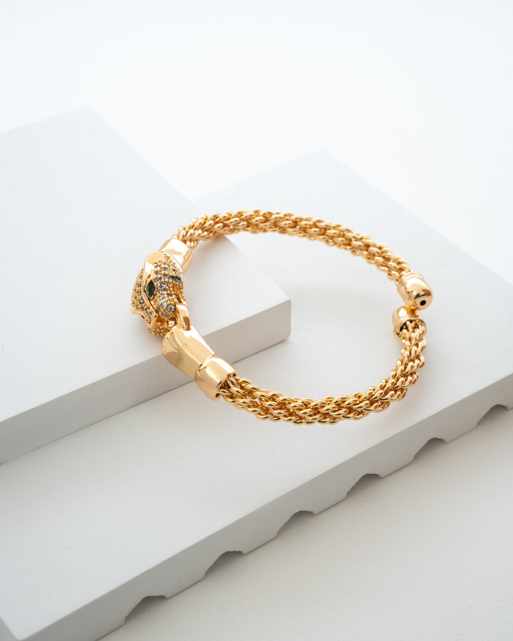 Elegant Gold Plated Panther Chain Bracelet