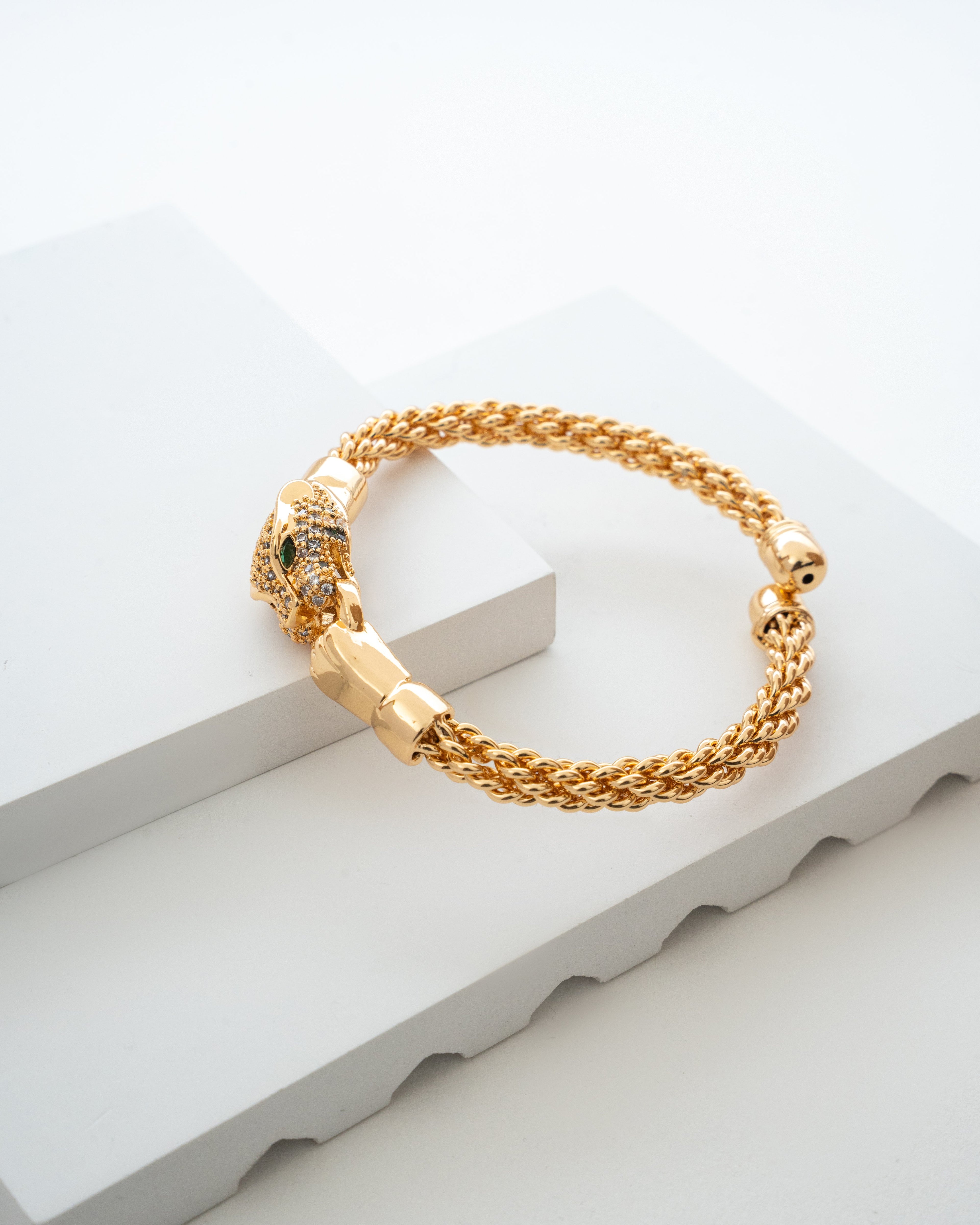 Elegant Gold Plated Panther Chain Bracelet