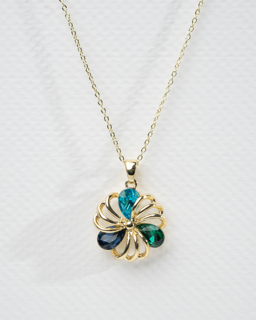 Elegant Gold and Gemstone Flower Jewelry Set