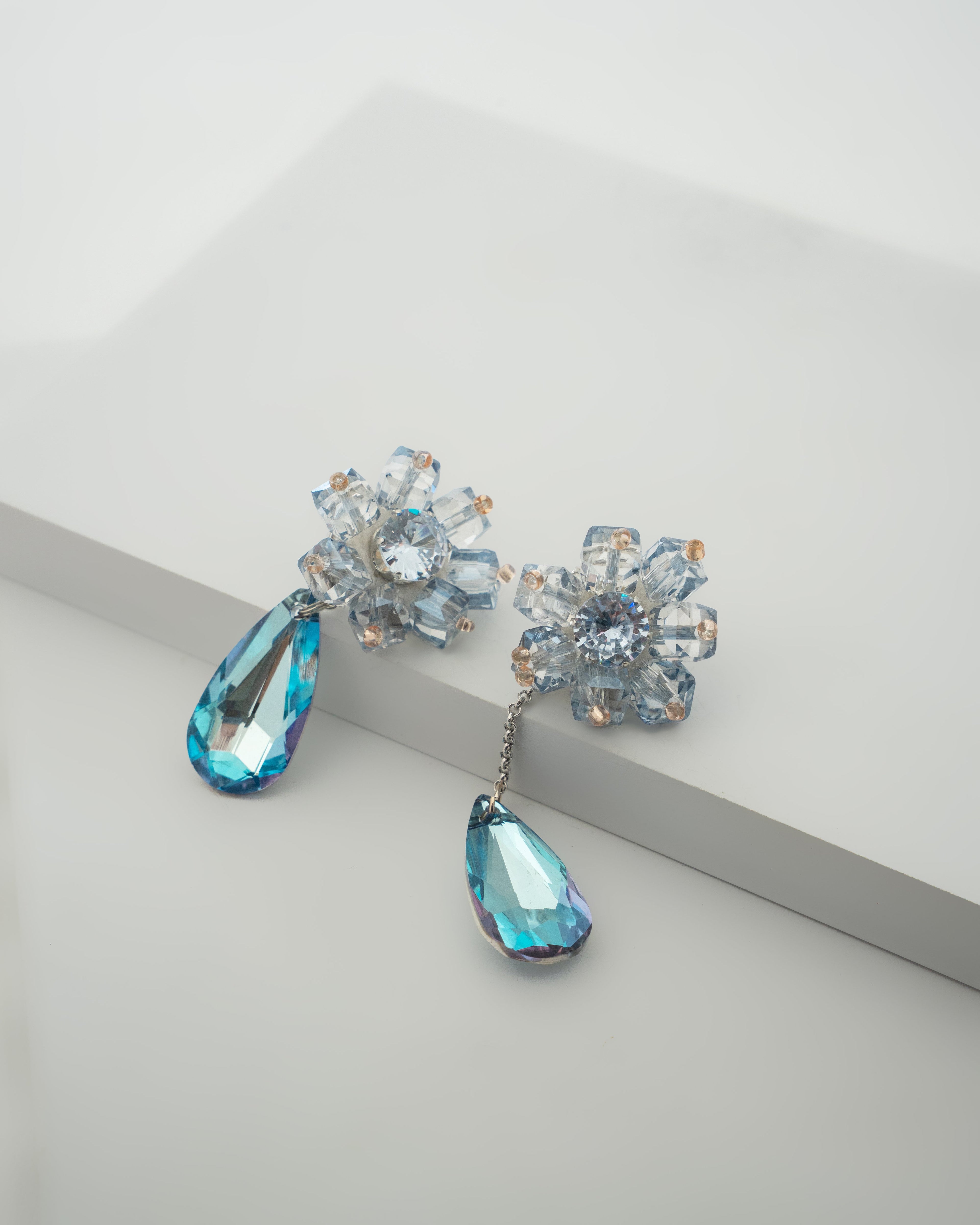 Elegant Crystal Drop Earrings with Cluster Accents