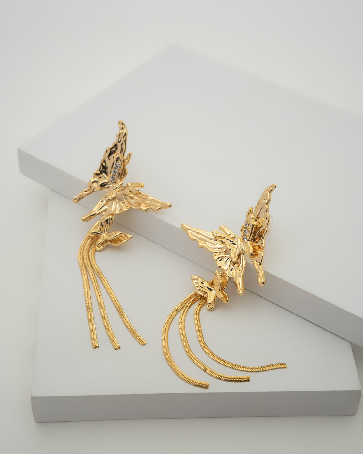 Elegance Enchanted Butterfly Gold Tassel Earrings
