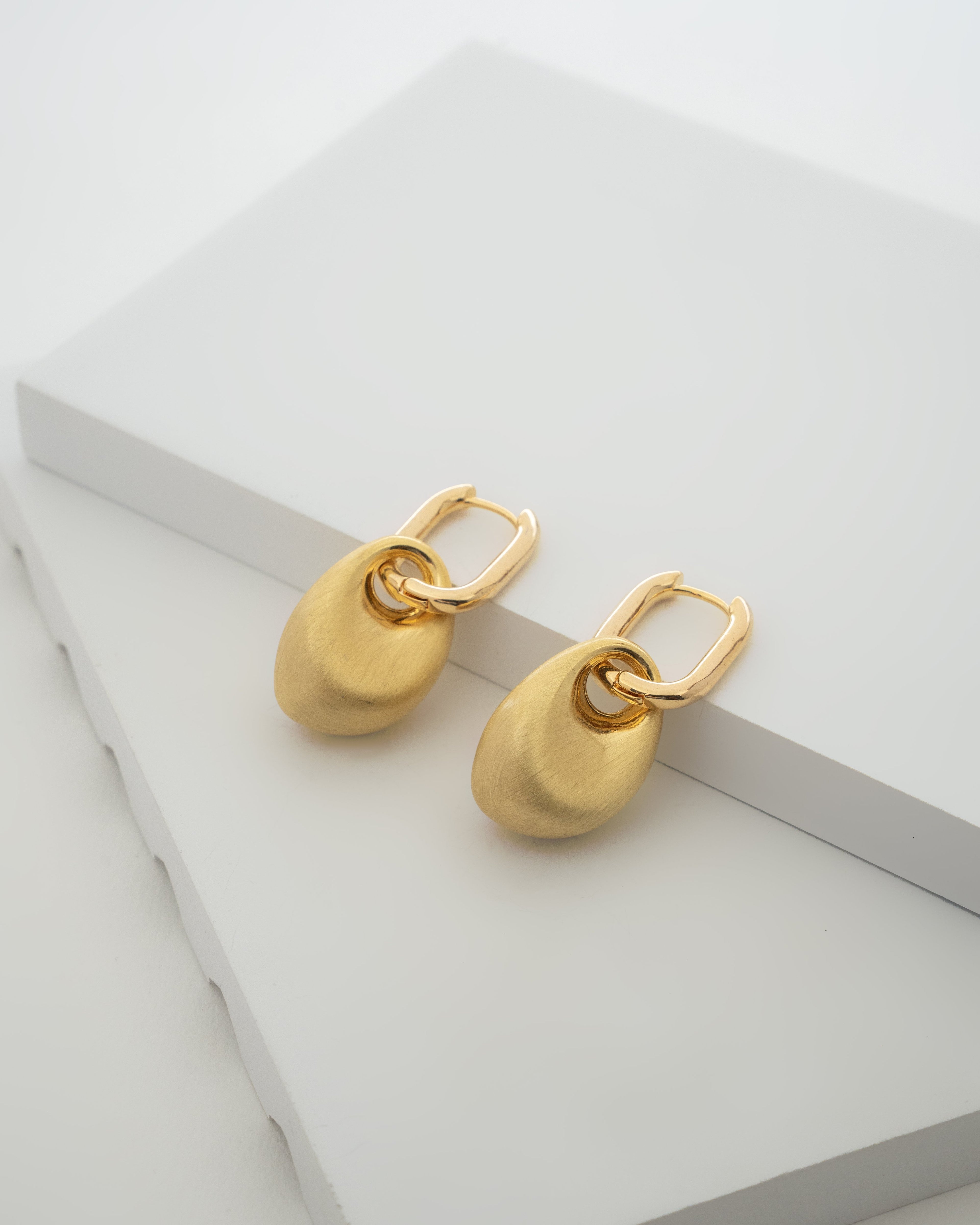 Elegant Brushed Gold Drop Earrings