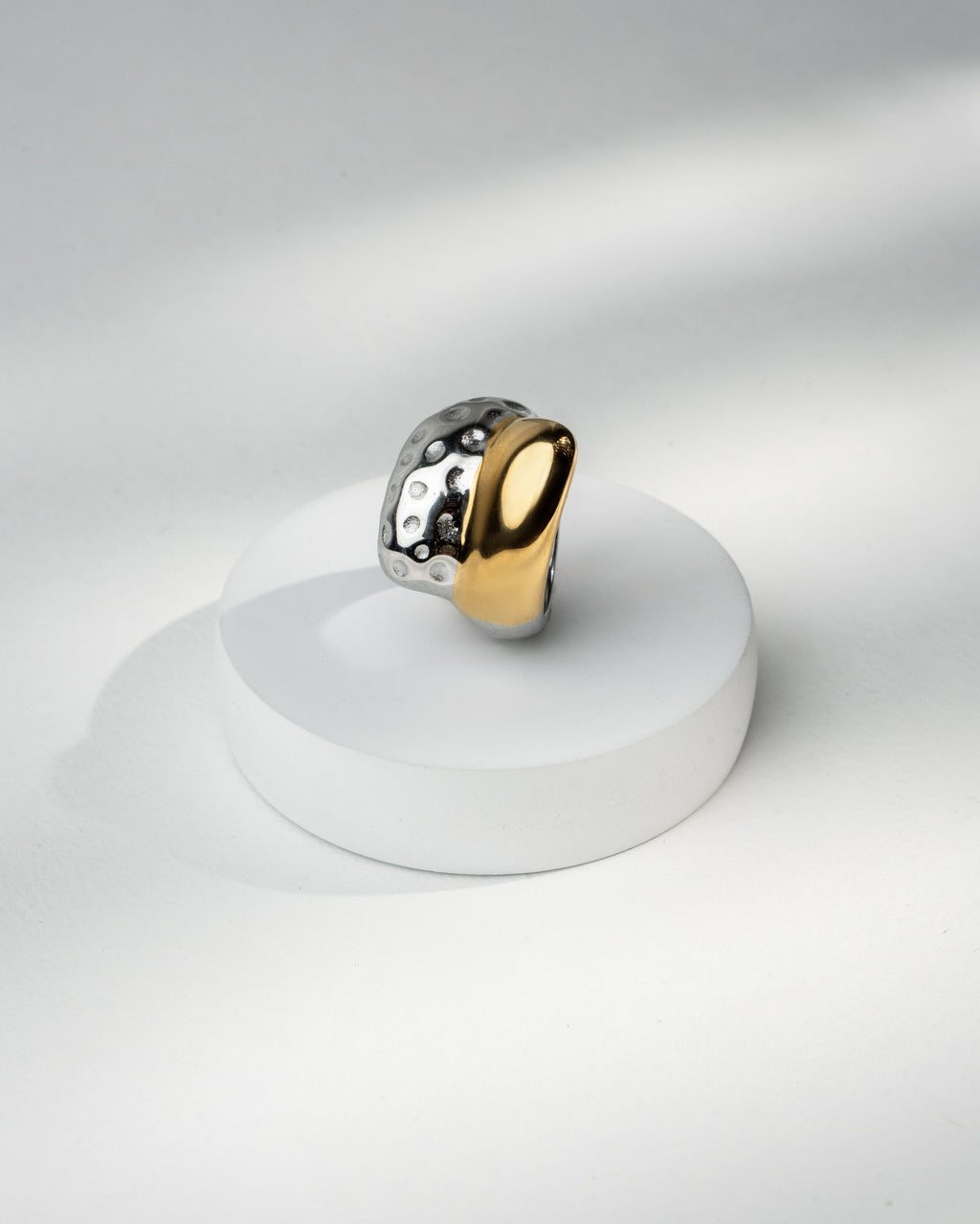 Dual-Tone Sculpted Metal Statement Ring