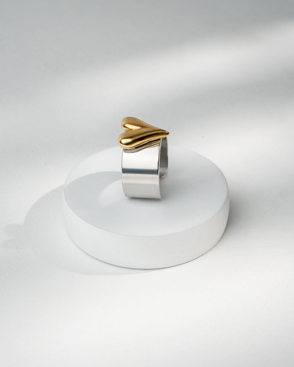 Elegant Gold and Silver Heart Ring