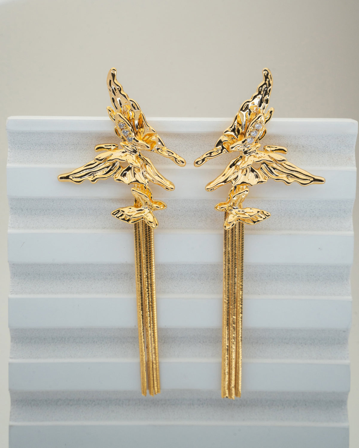 Exquisite Gold-Plated Angelic Dangle Earrings