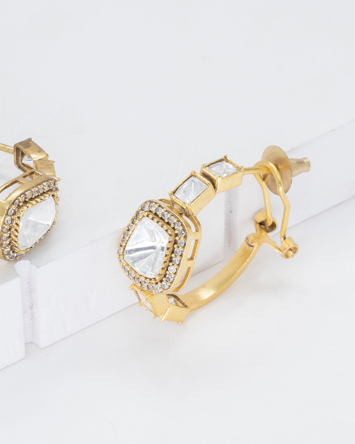 Elegant Gold-Plated Crystal Hoop Earrings