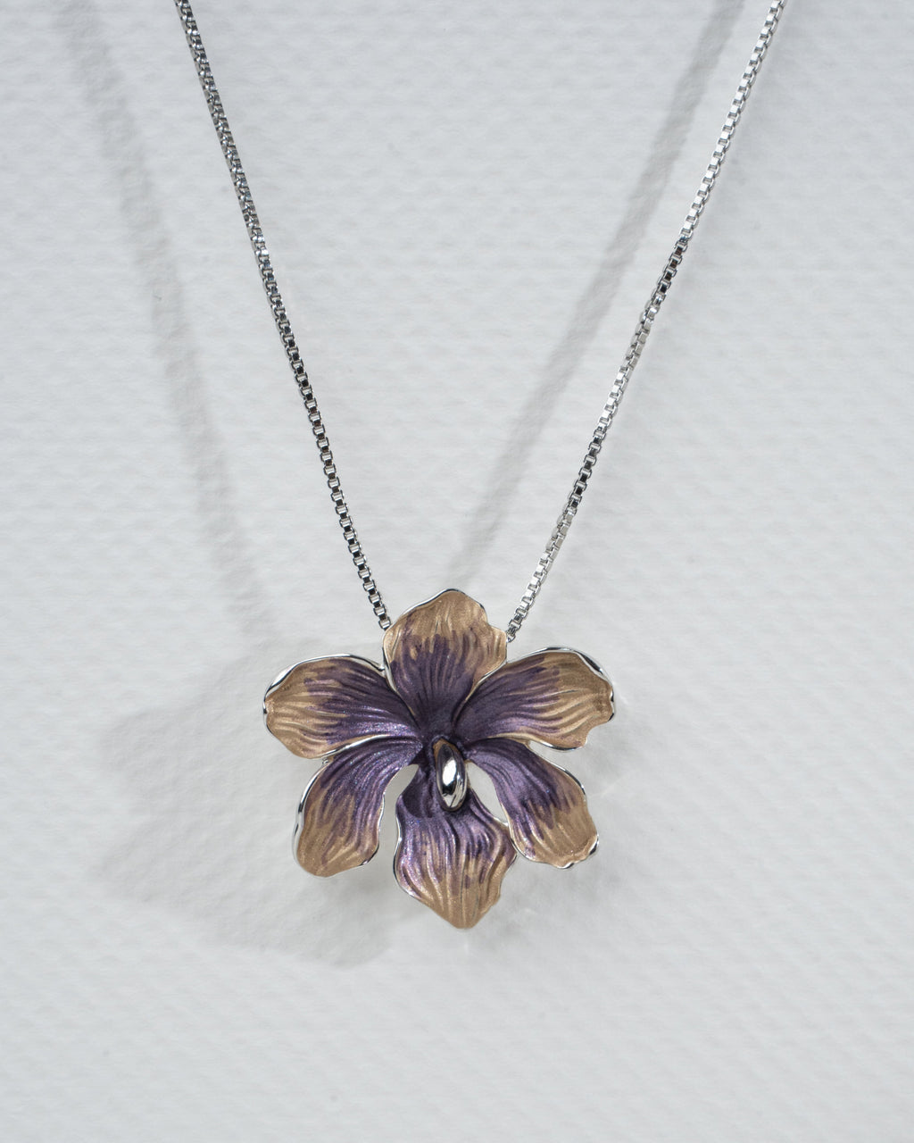 Elegant Orchid Flower Jewelry Set - Necklace and Earrings