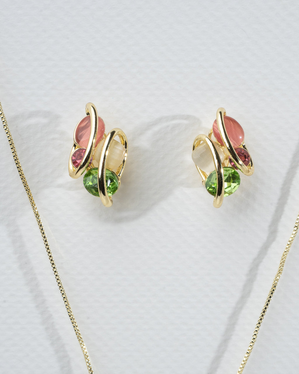 Elegant Multicolor Gemstone Necklace and Earring Set