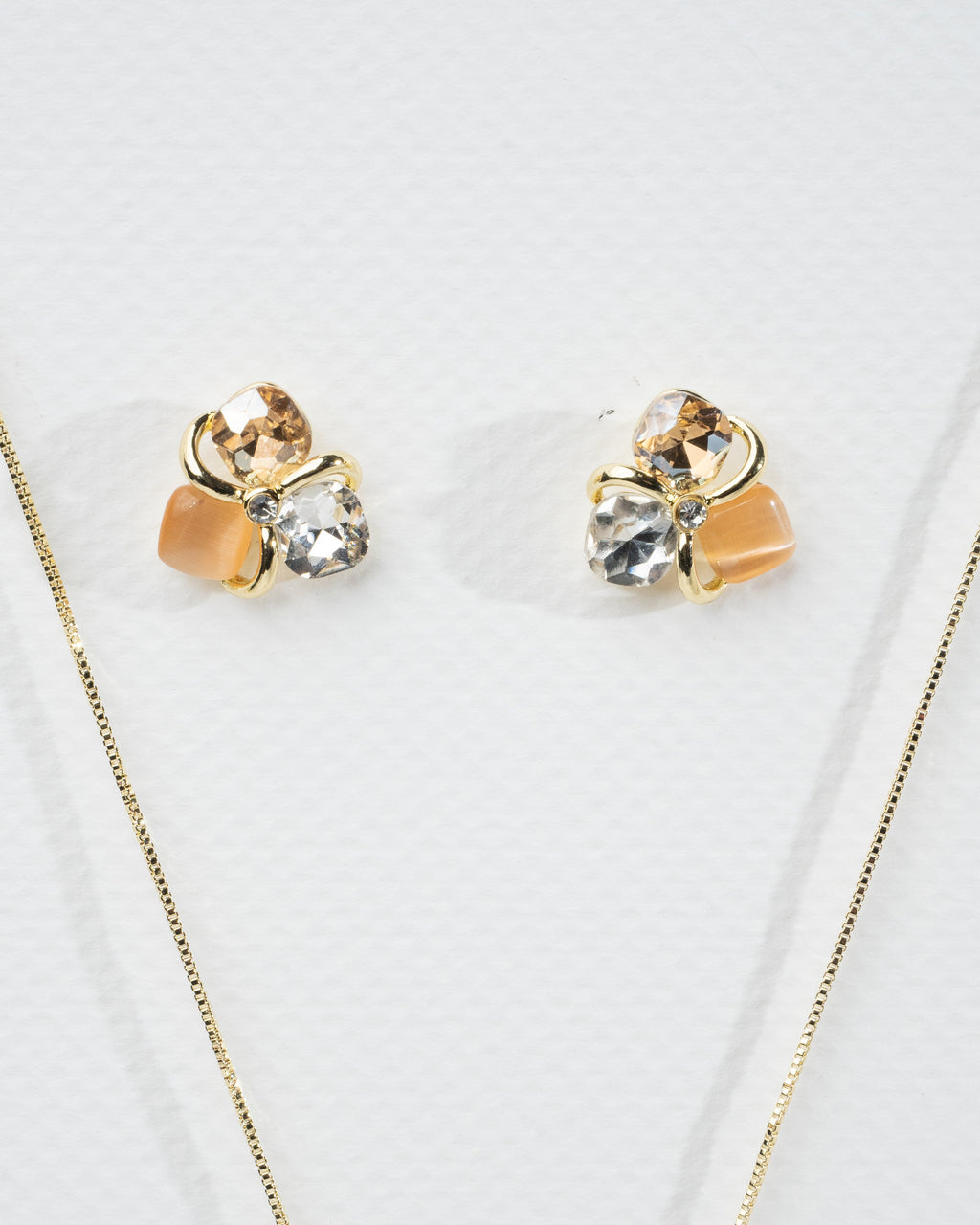 Elegant Blossom Crystal Jewelry Set - Necklace and Earrings