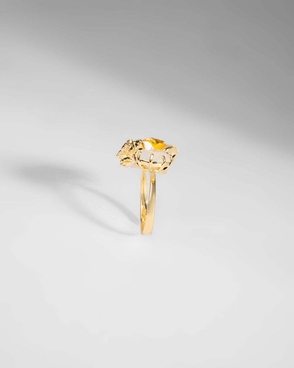 Enchanting Yellow Blossom Enamel and Crystal Brooch