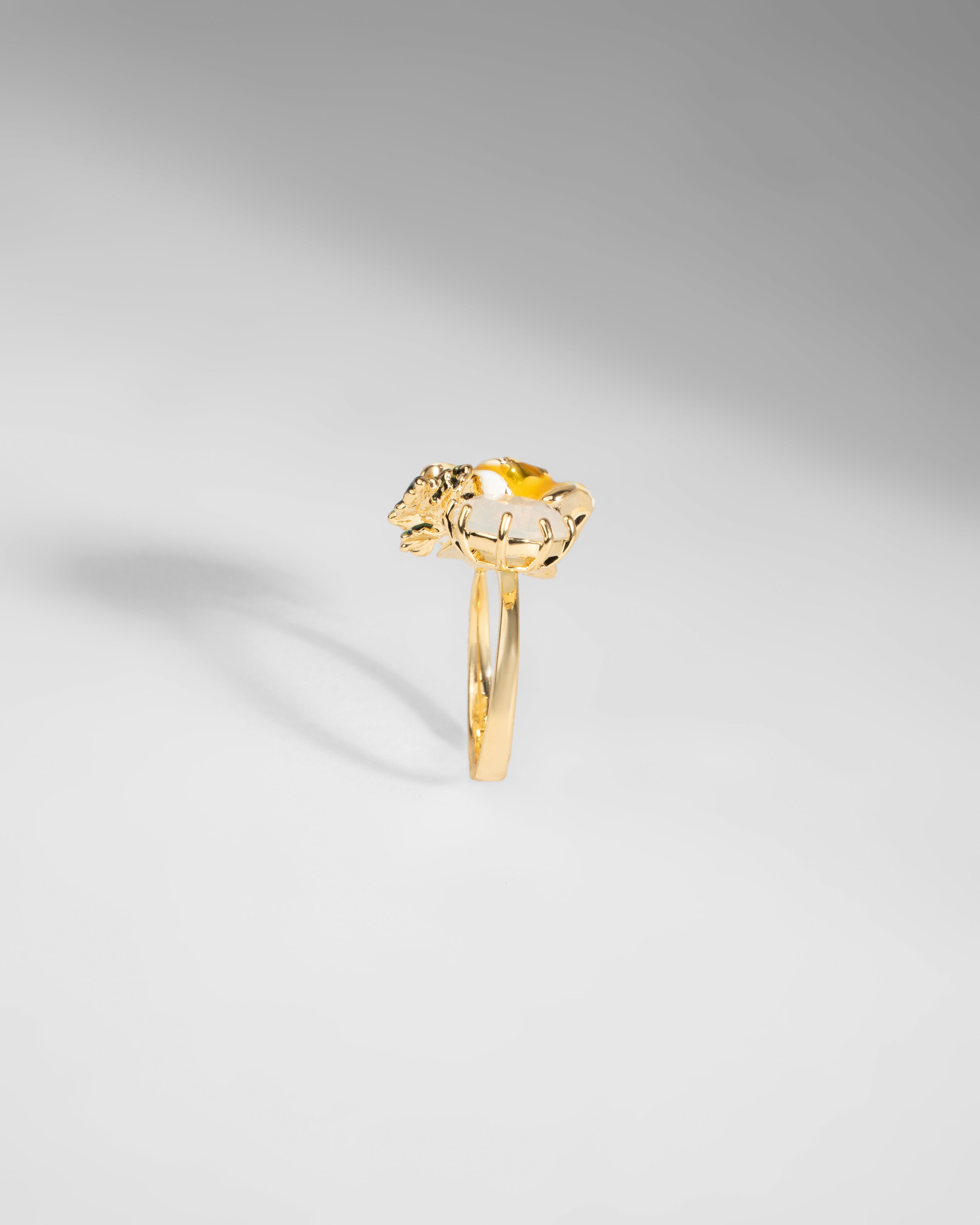 Enchanting Yellow Blossom Enamel and Crystal Brooch