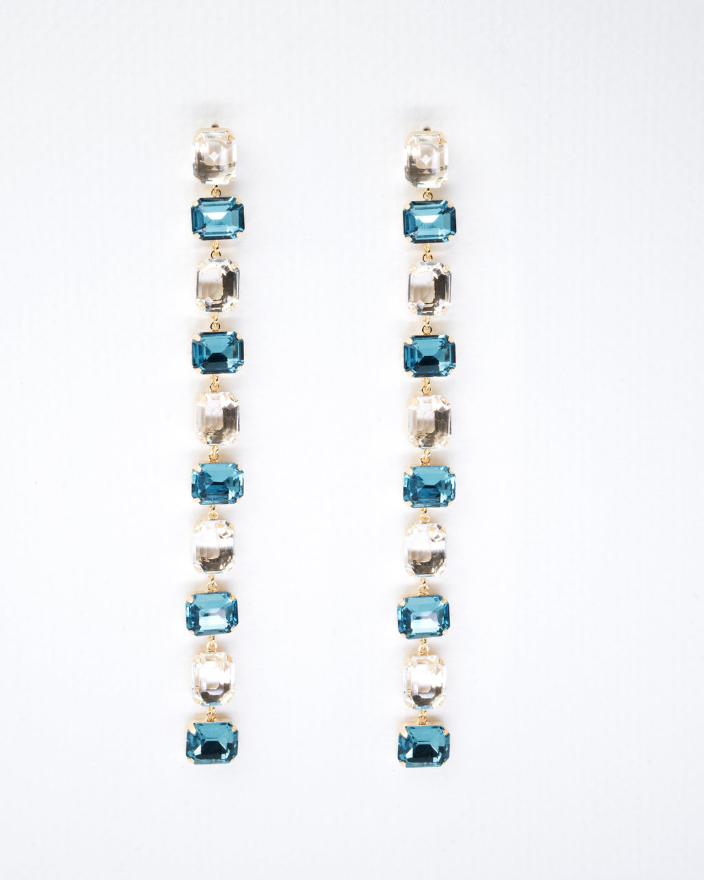 Elegant Blue and Crystal Drop Earrings