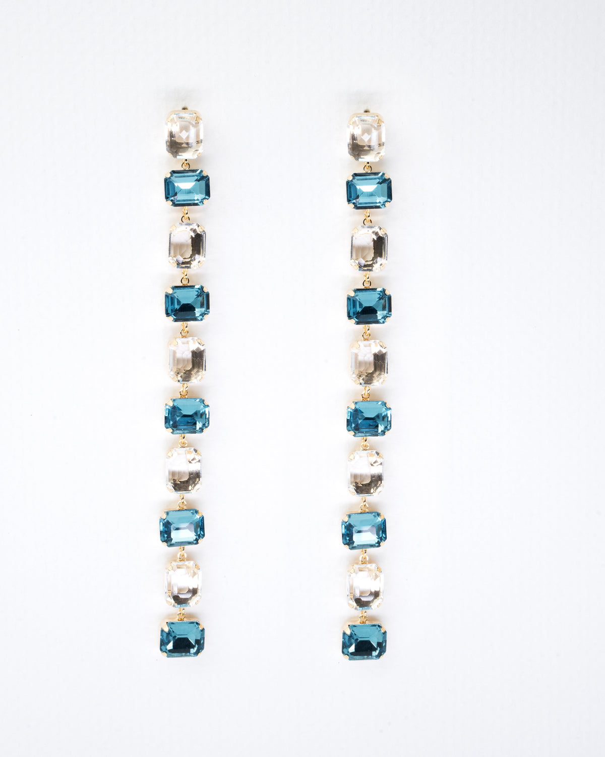Elegant Blue and Crystal Drop Earrings