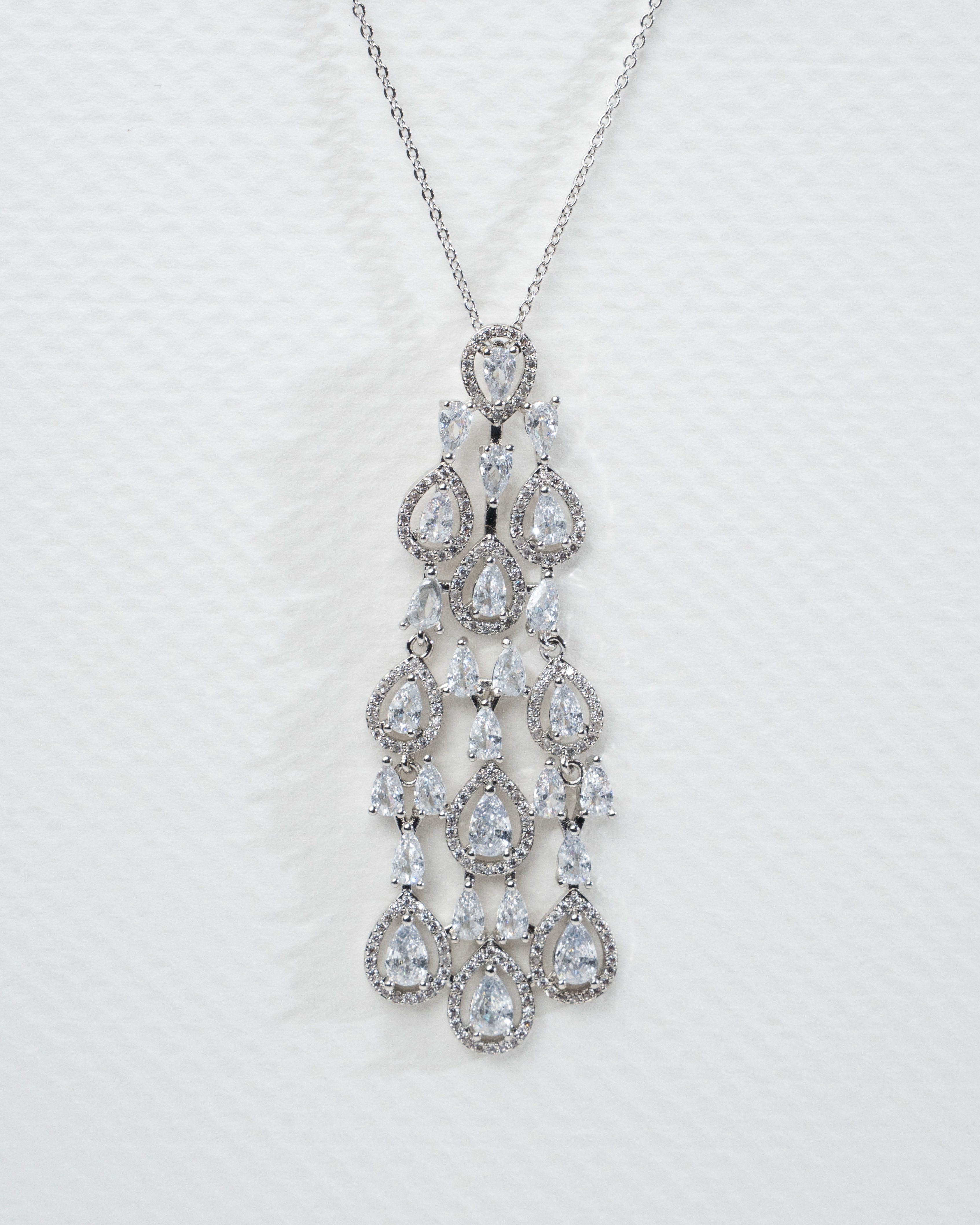 Elegant Crystal Chandelier Necklace and Earring Set