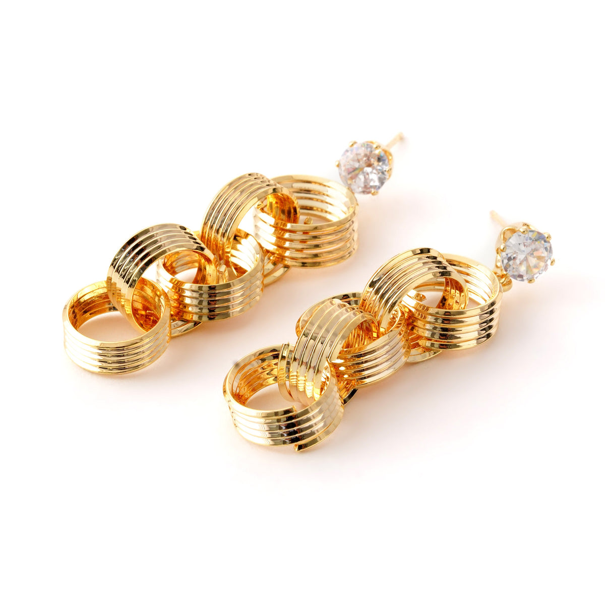 EleganceGold Link Drop Earrings