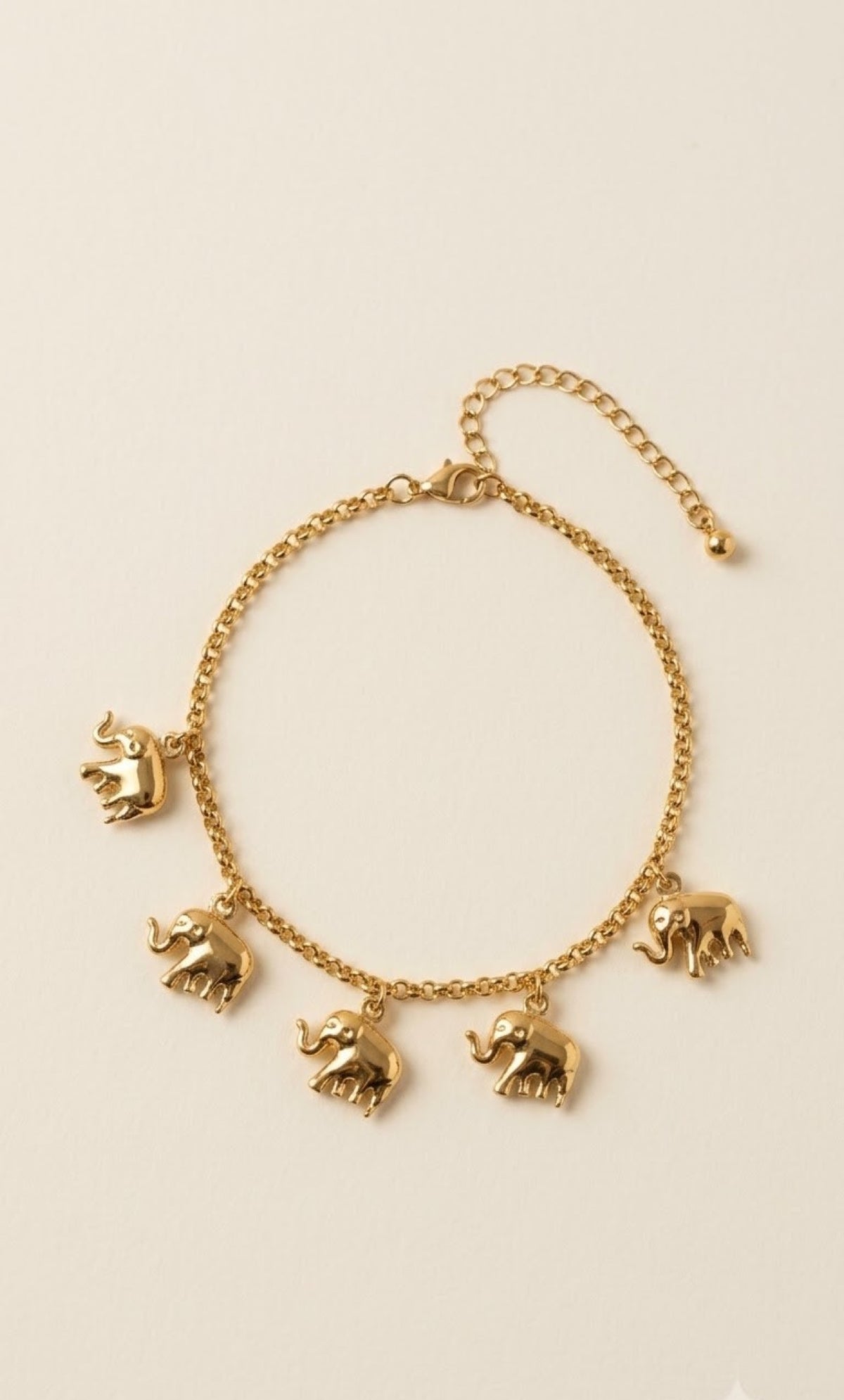 Pair of gold-tone anklets with dangling elephant charms - view 2