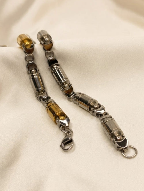 Barrel link statement chain bracelet with lobster clasp