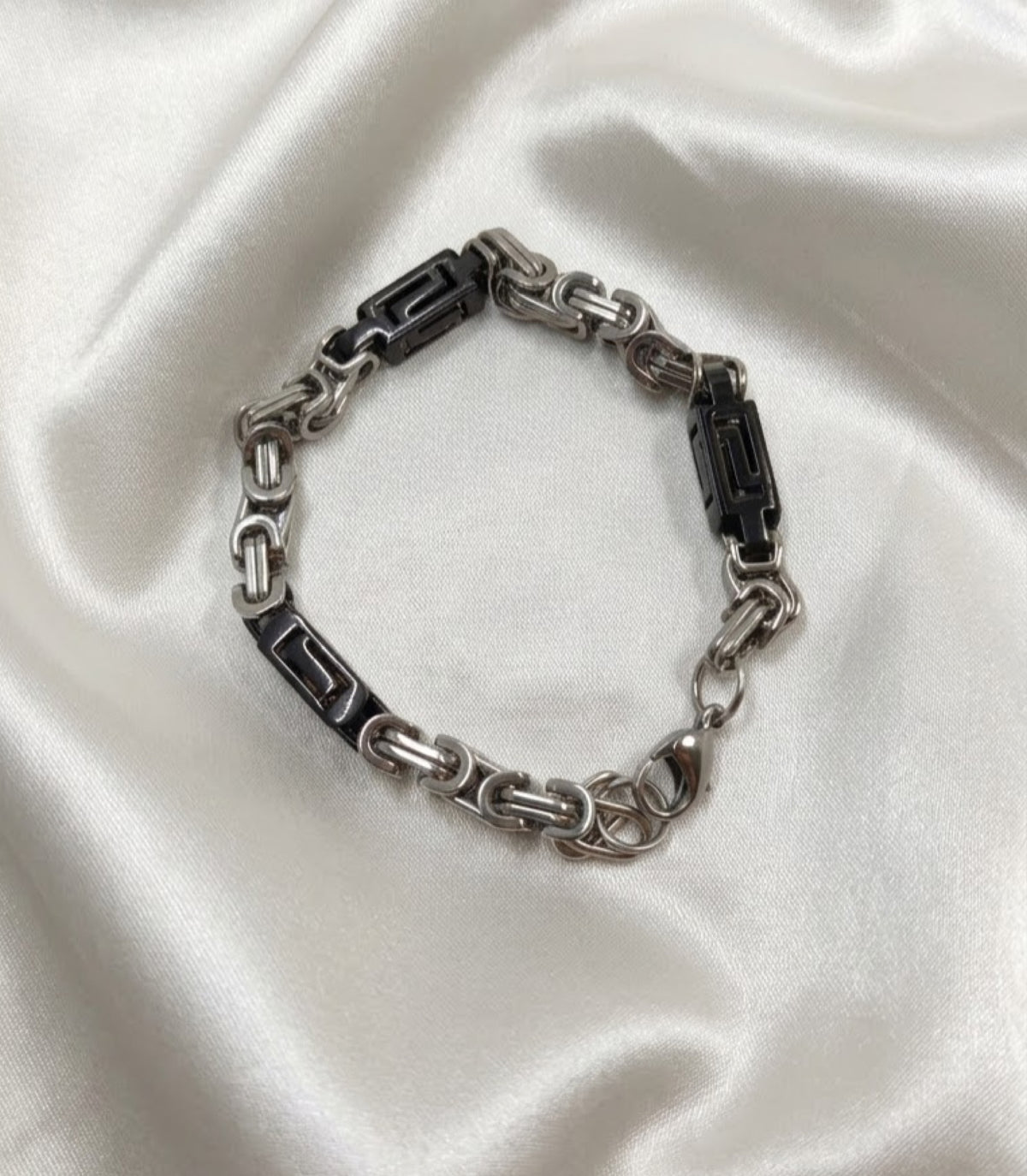 Byzantine chain bracelet with Greek key motif stations - view 3
