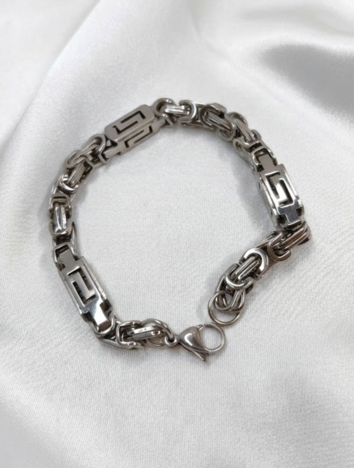 Byzantine chain bracelet with Greek key motif stations - view 4