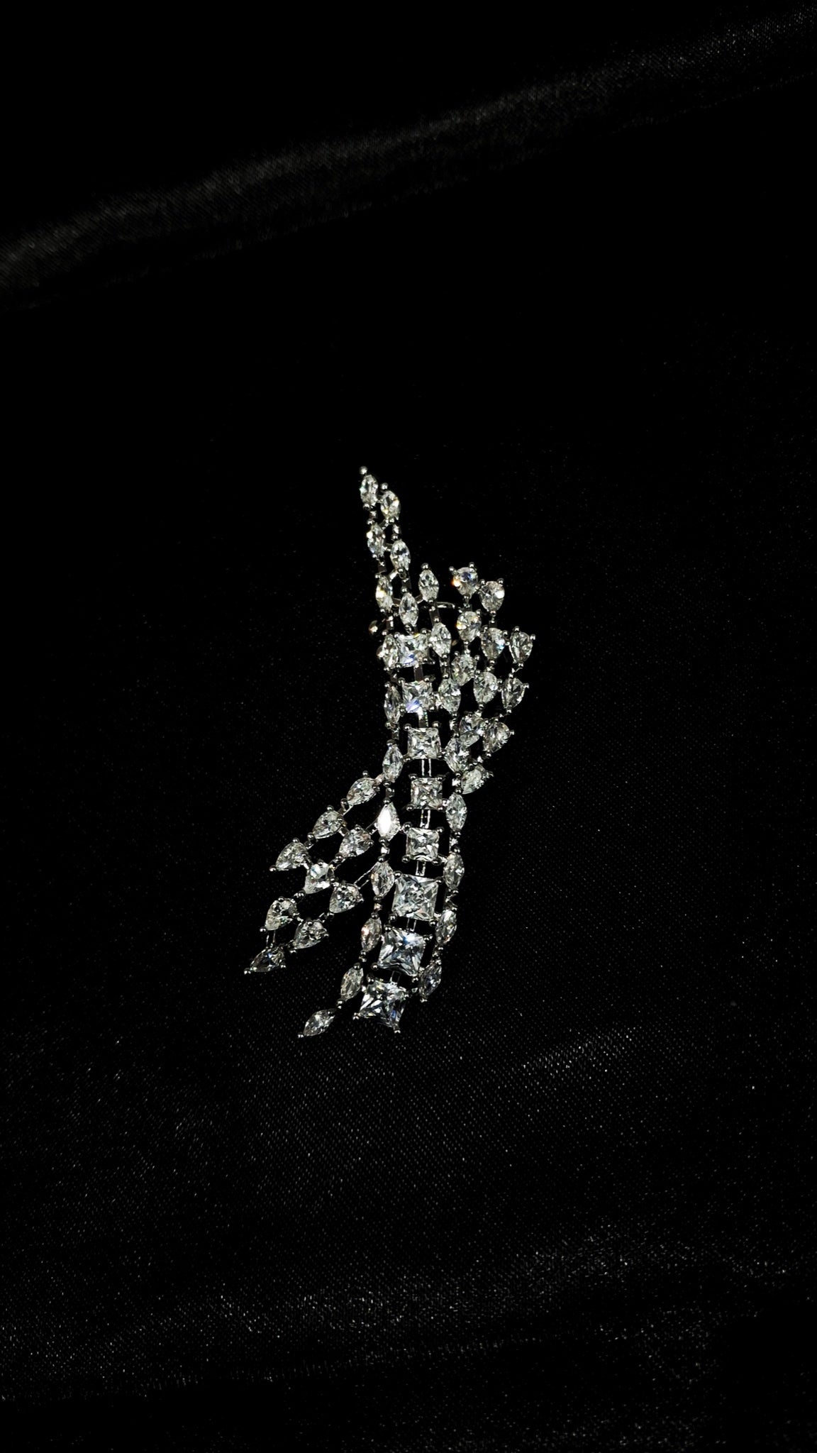 Pair of silver-tone crystal lattice climber ear cuffs - view 2