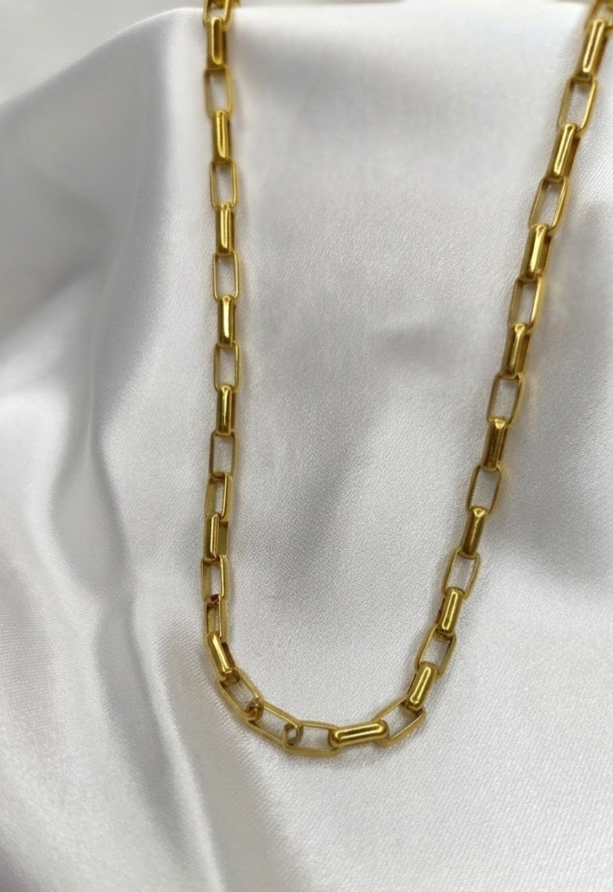 Gold-tone paperclip link chain necklace - view 2