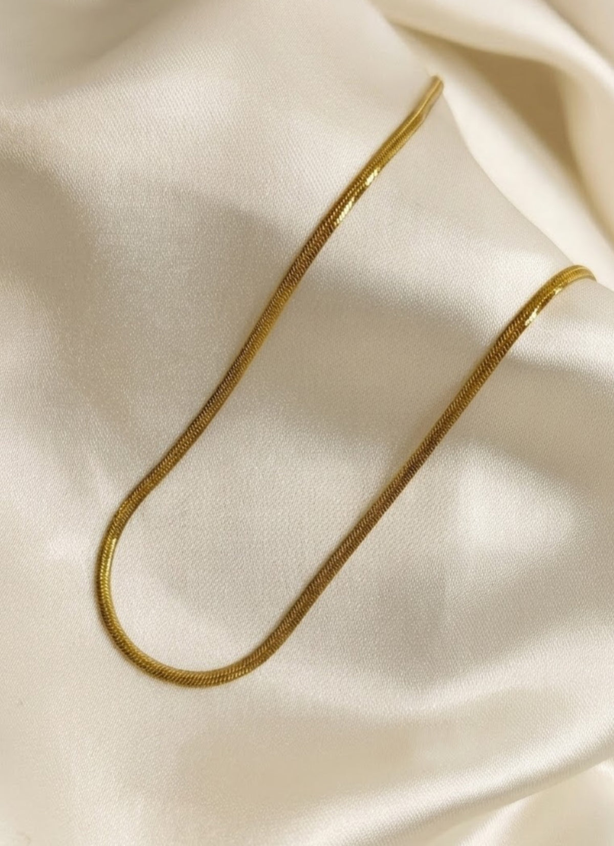 Gold-tone slim herringbone chain - view 2