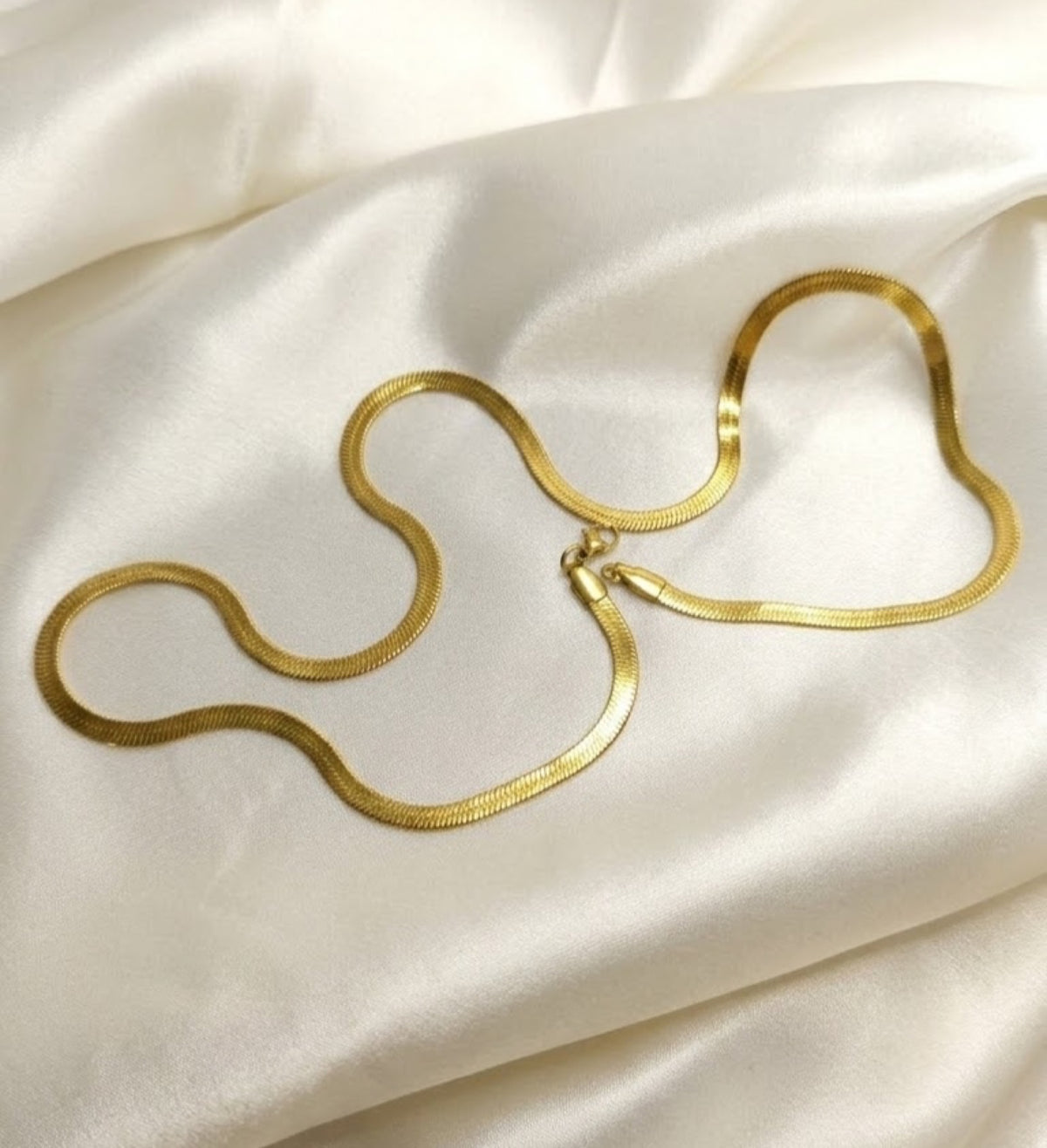 Gold-tone flat herringbone chain